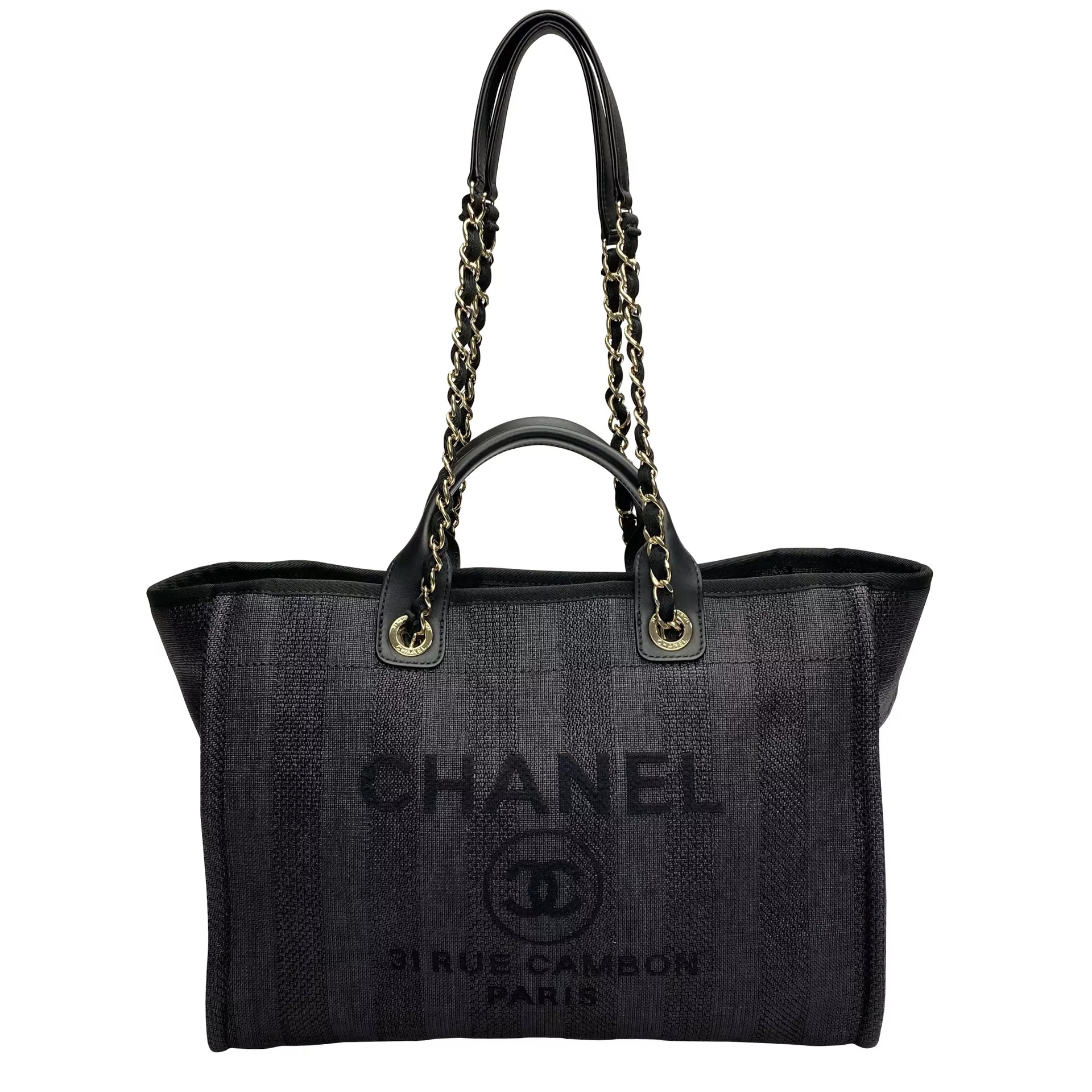 Bolsa Chanel Large Deauville Shopping Tote Preta