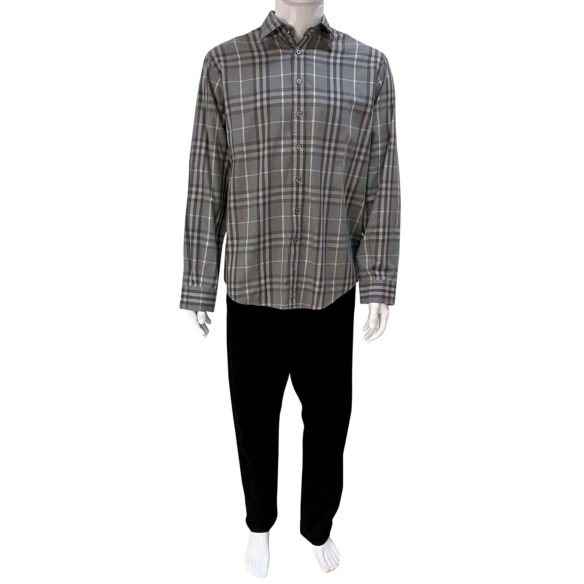 Camisa Burberry Xadrez Cinza