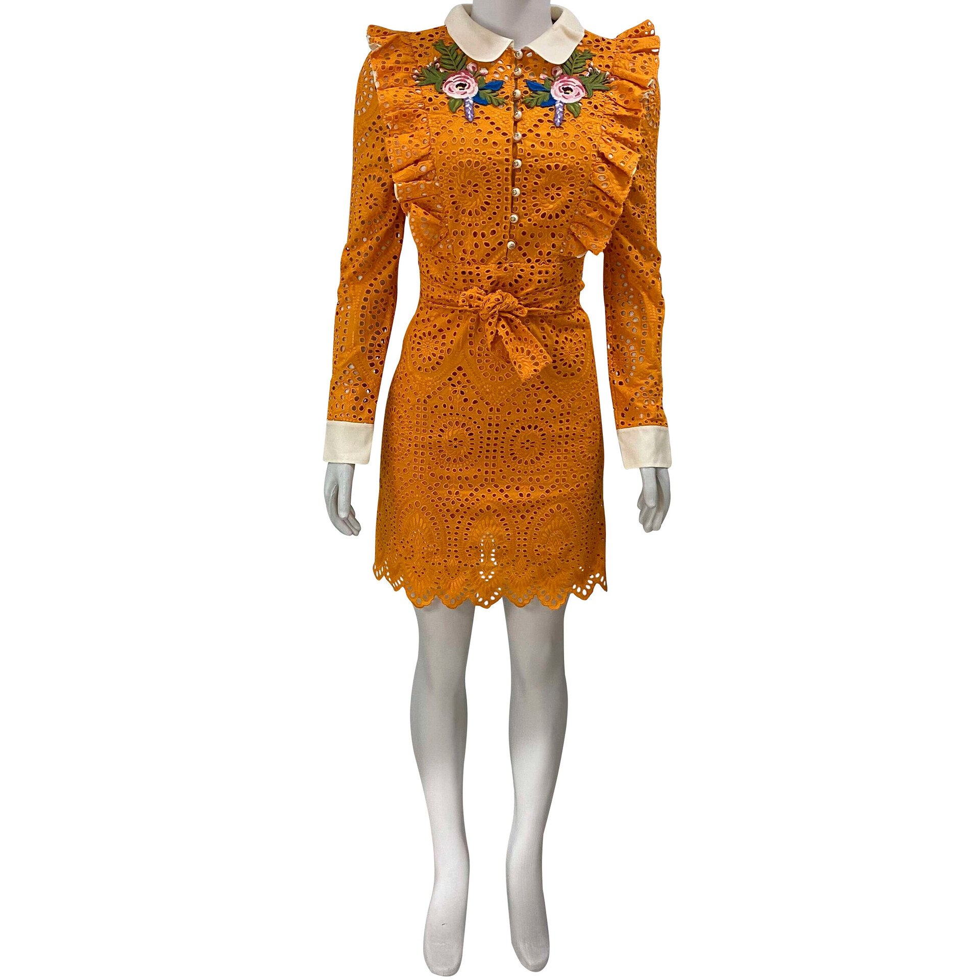 Vestido Gucci Rendado Laranja