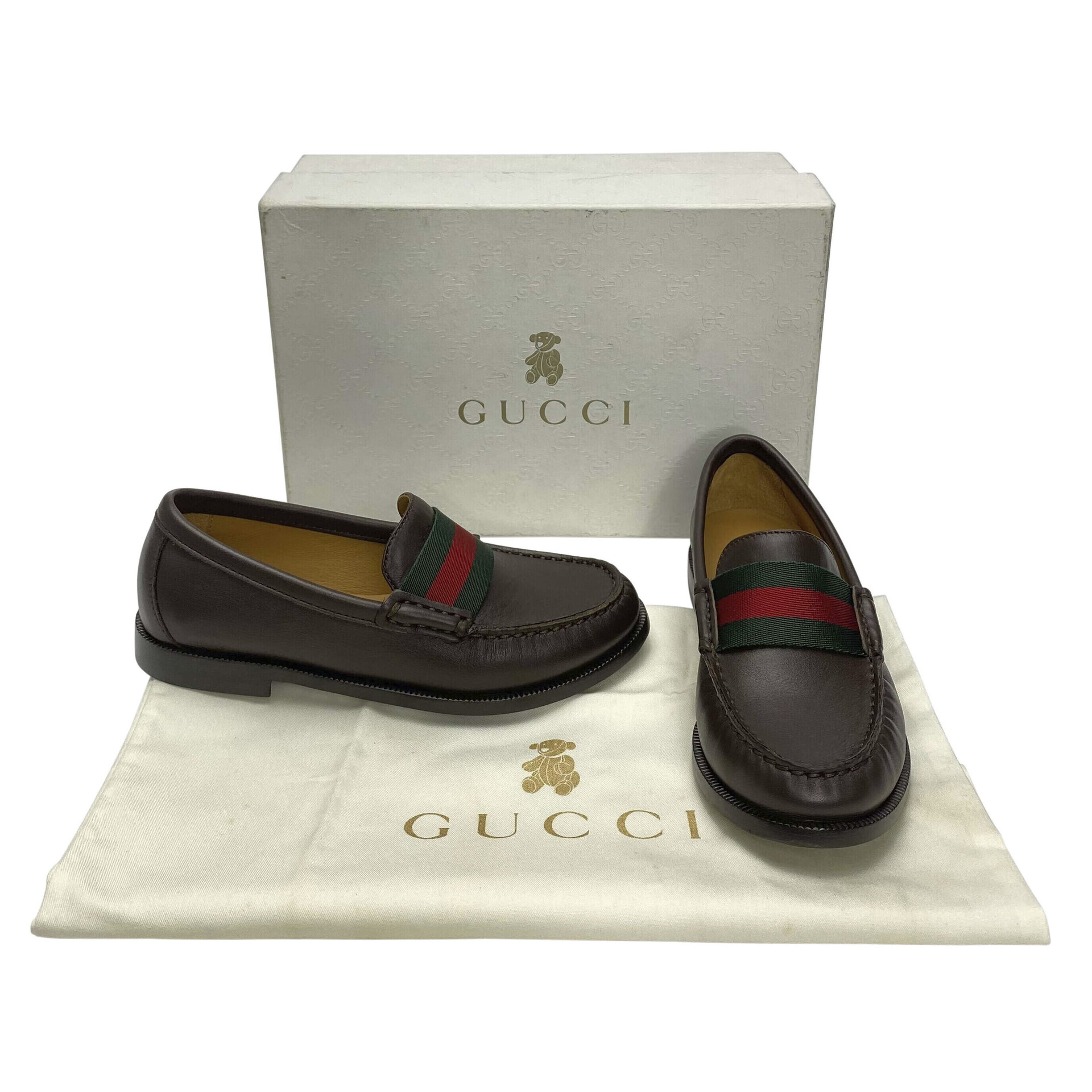 Mocassim Gucci Infantil Couro Marrom