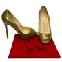 Peep Toe Christian Louboutin Bege Metalizado