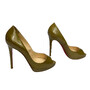 Peep Toe Christian Louboutin Bege Metalizado