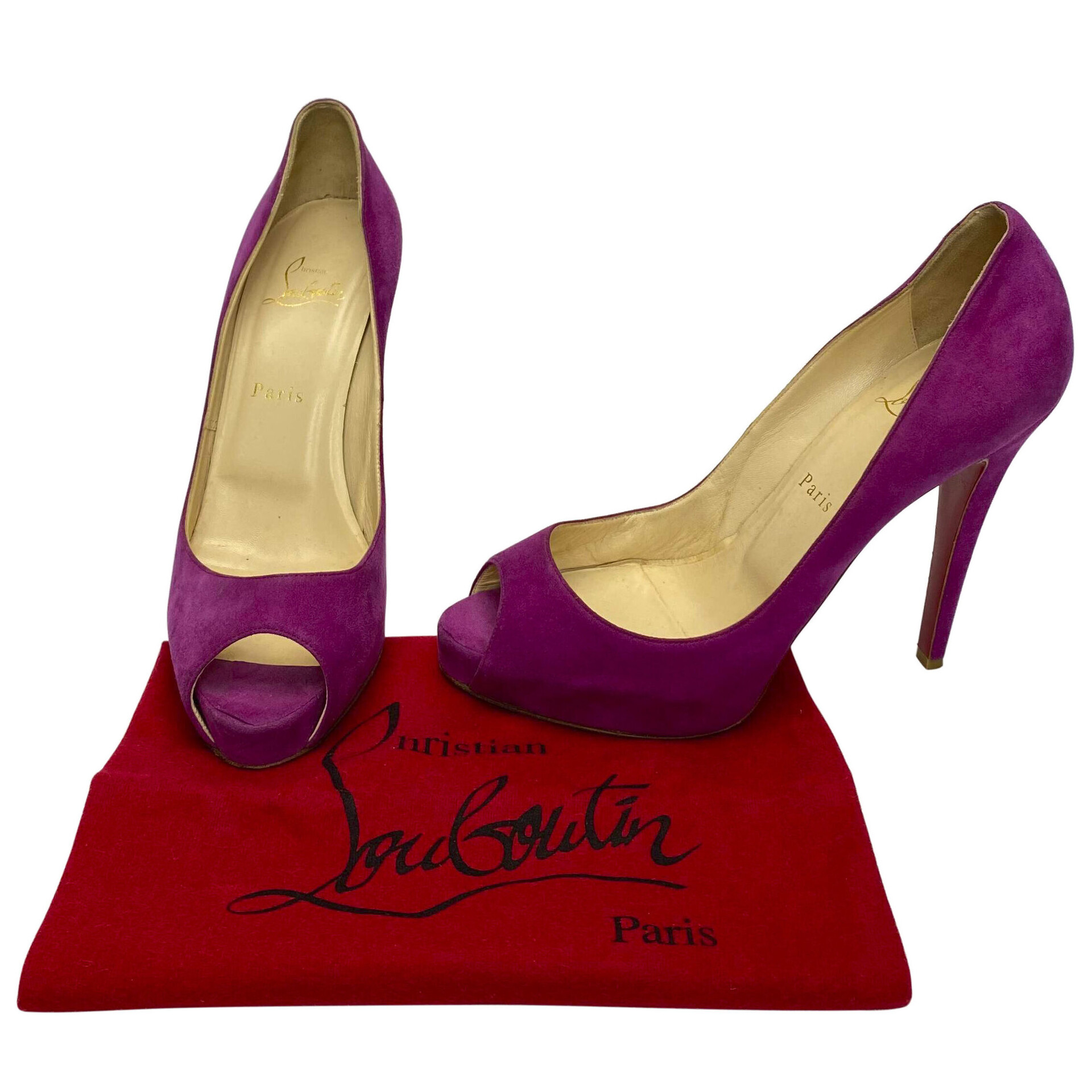 Peep Toe Christian Louboutin Camurça Roxo