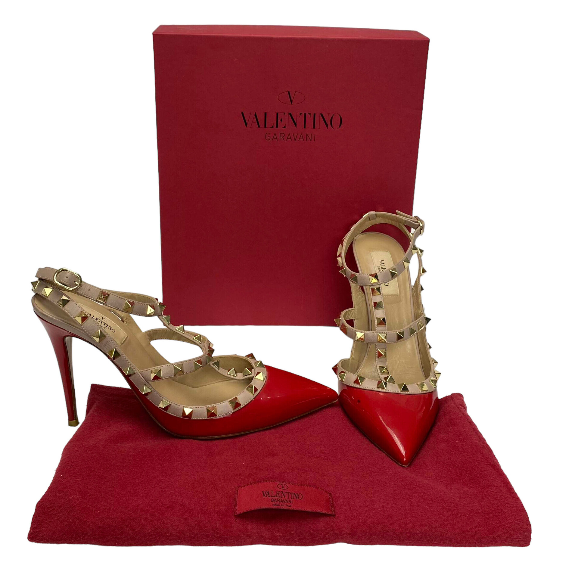 Sapato Valentino Garavani Rockstud Verniz Vermelho