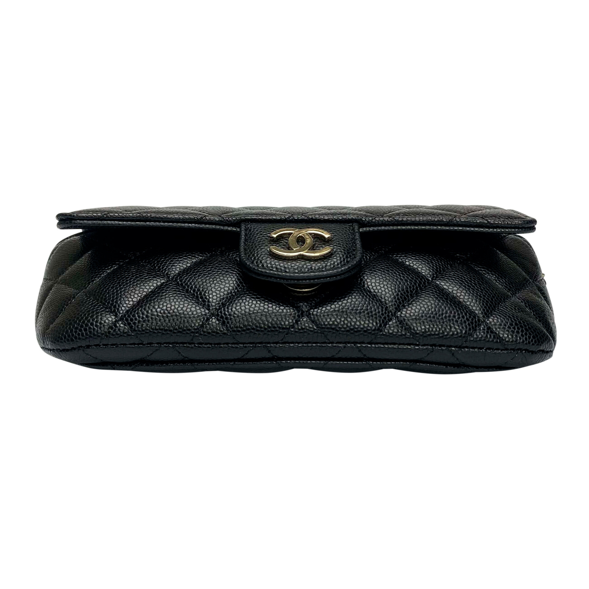 Bolsa Chanel Caviar Quilted Glasses Case With Chain Black