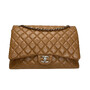 Bolsa Chanel Double Flap Maxi Couro Caramelo