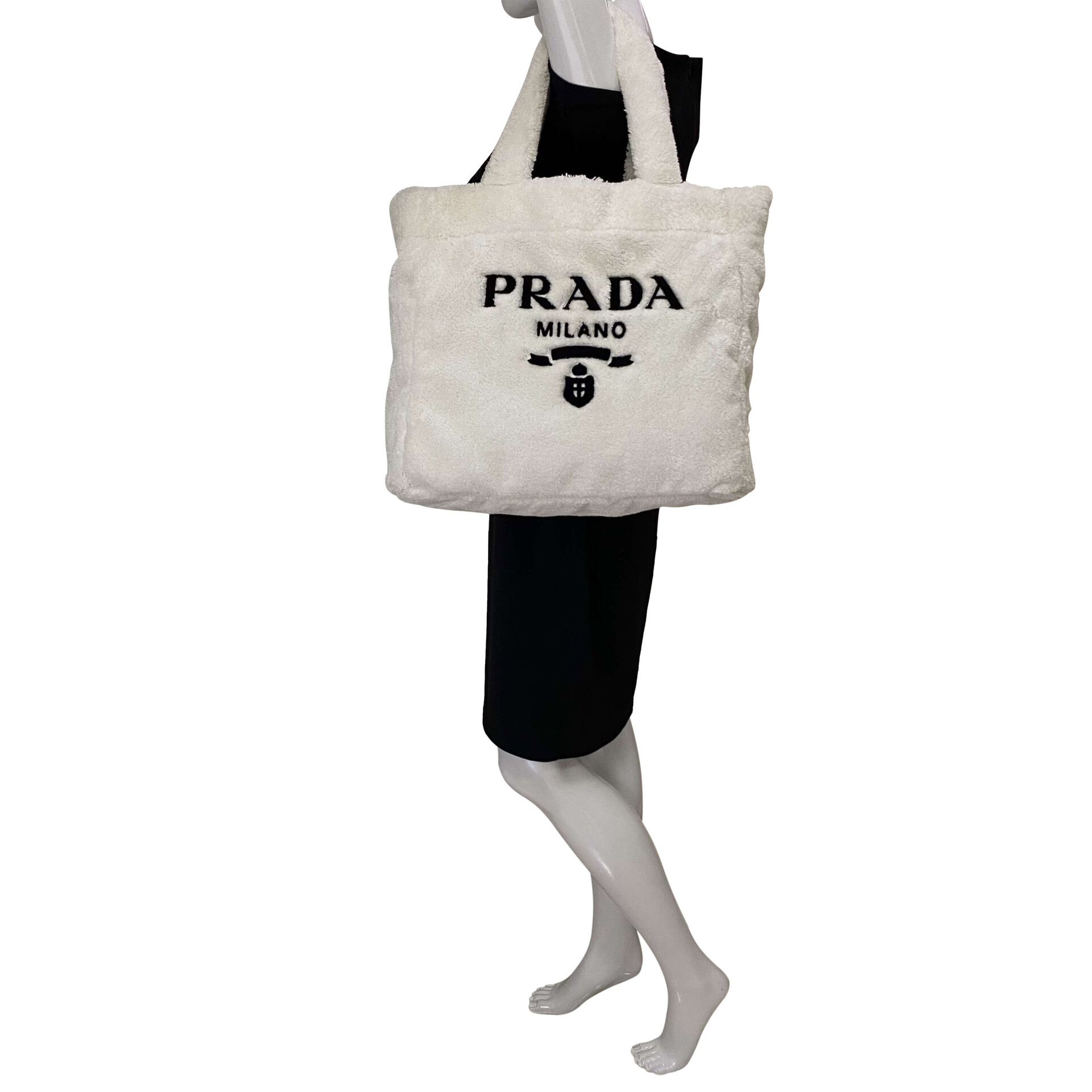 Bolsa Prada Tote Estampa Logo Branca