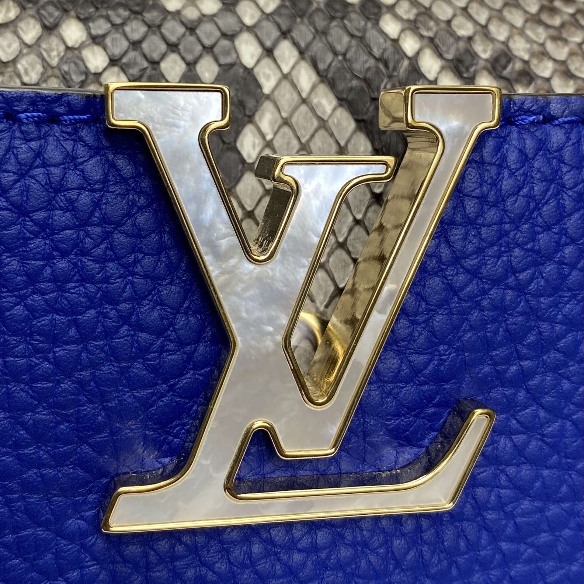 Bolsa Louis Vuitton Capucines Mini Píton Azul