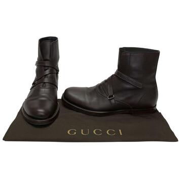 Bota Gucci Couro Marrom