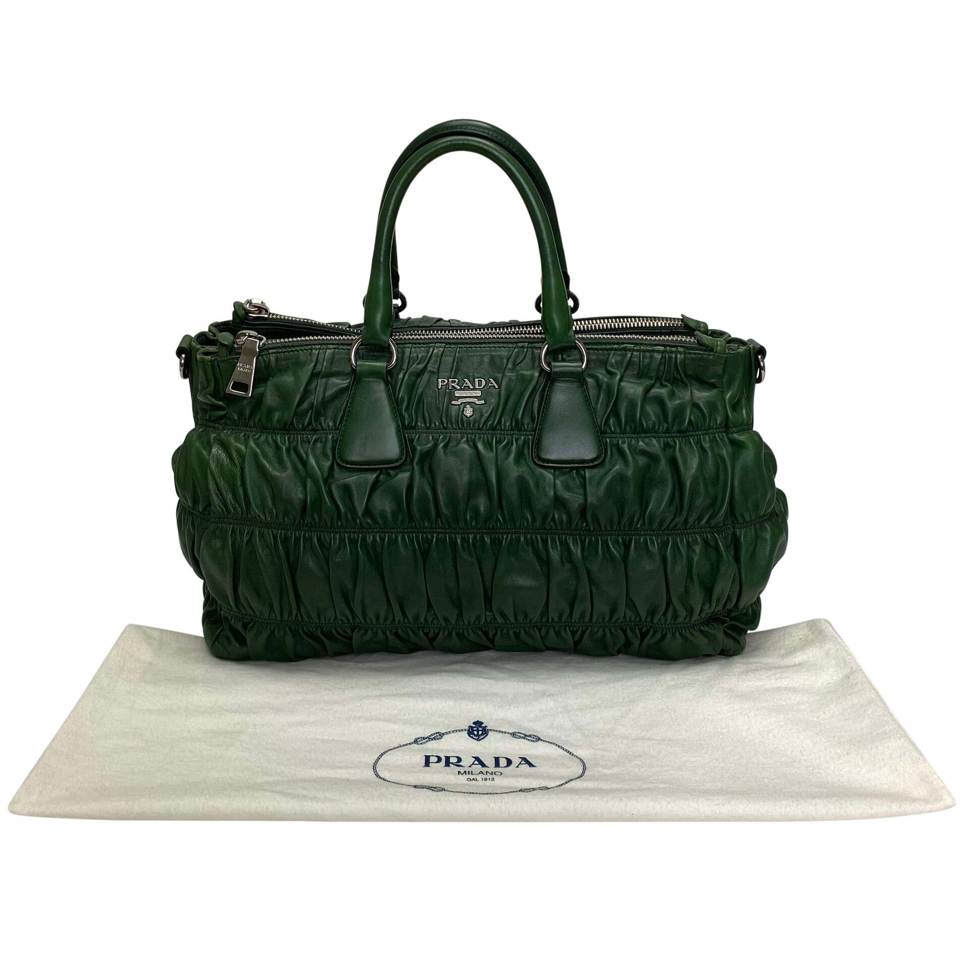 Bolsa Prada Couro Drapeado Verde