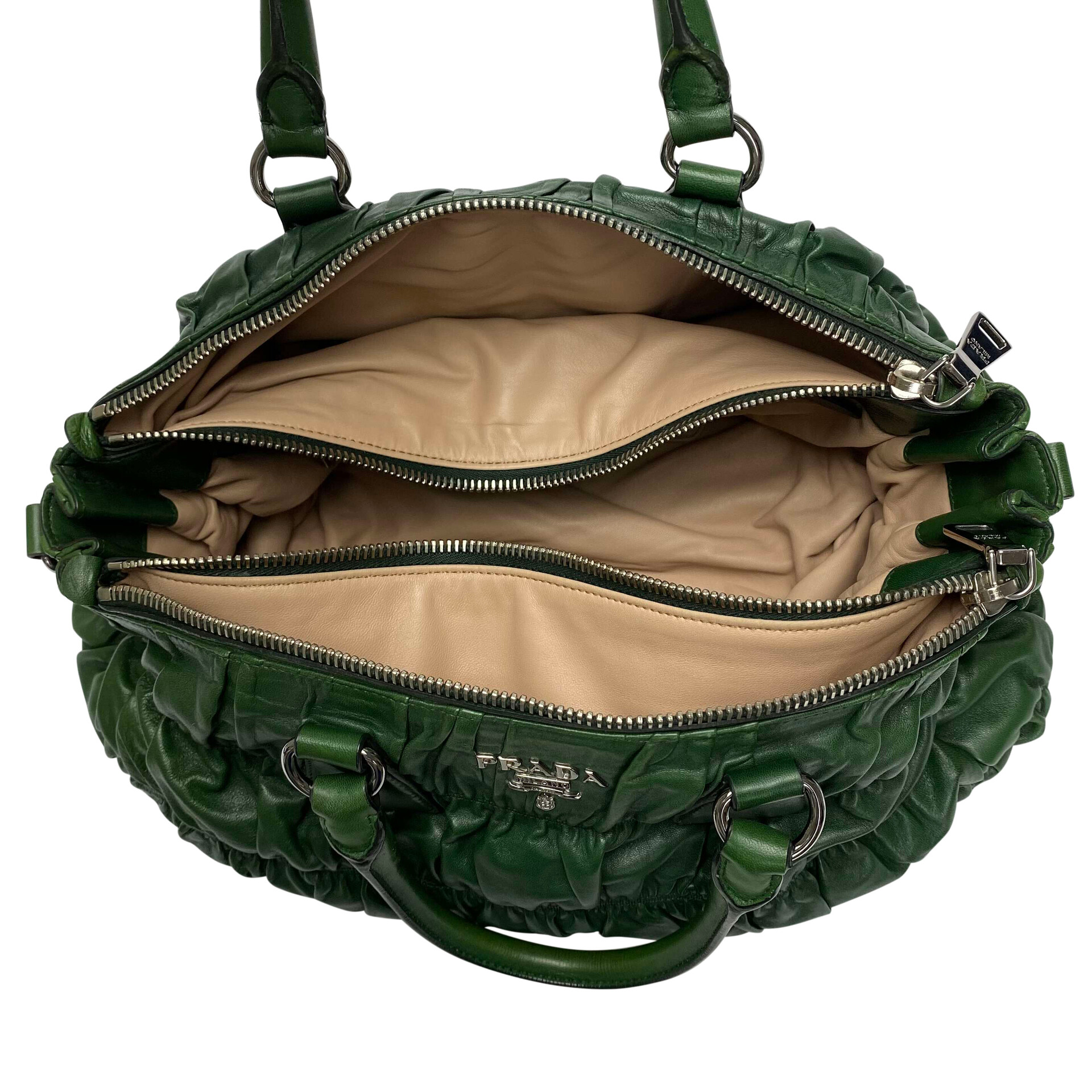 Bolsa Prada Couro Drapeado Verde