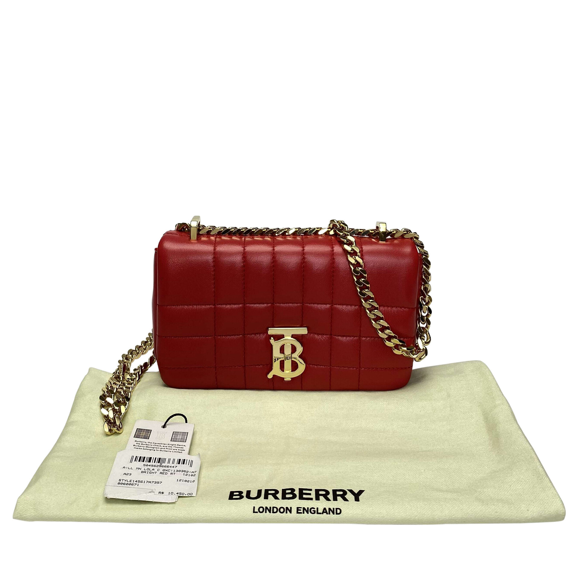 Bolsa Burberry Lola Couro Vermelho Mini