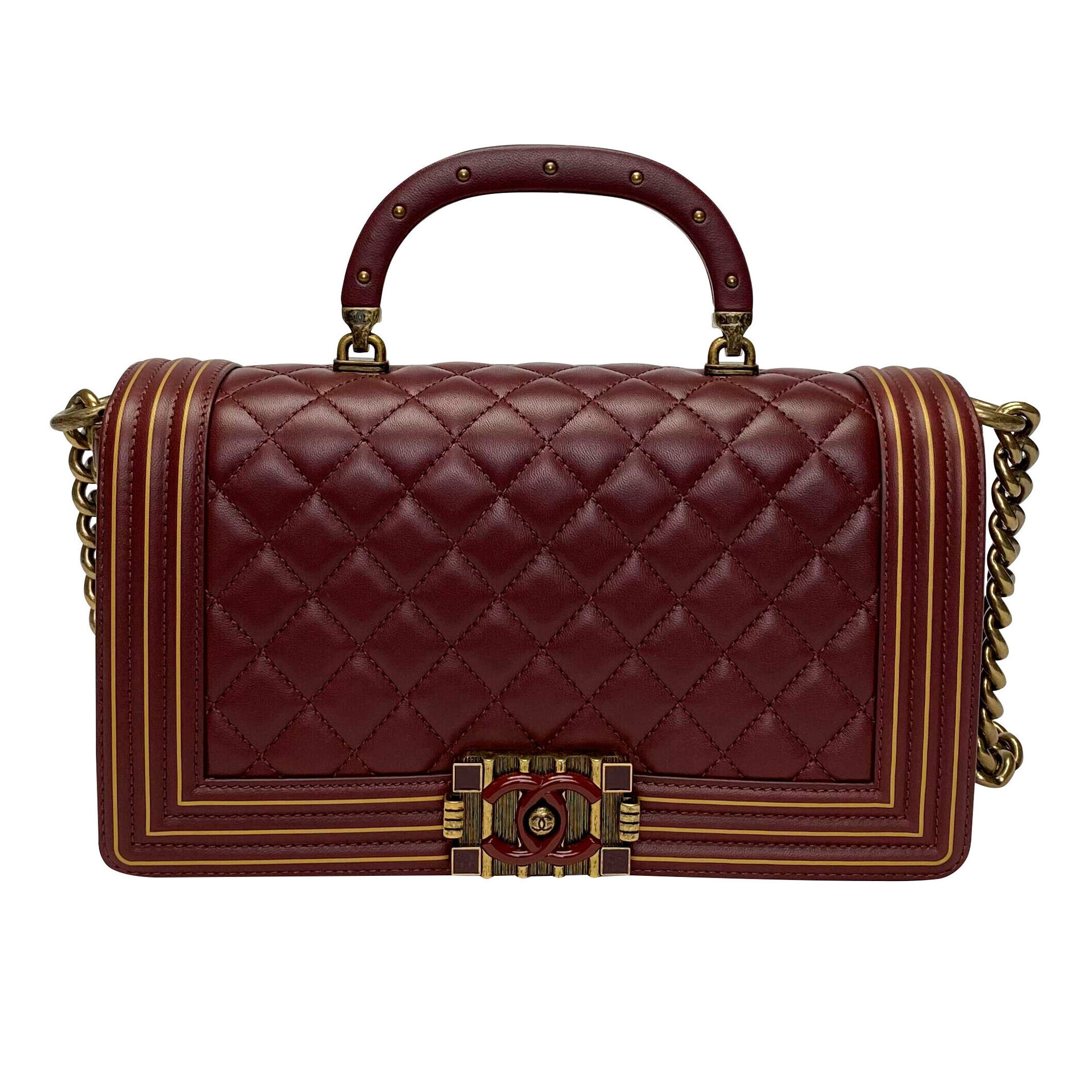 Bolsa Chanel Boy Lambskin Vinho