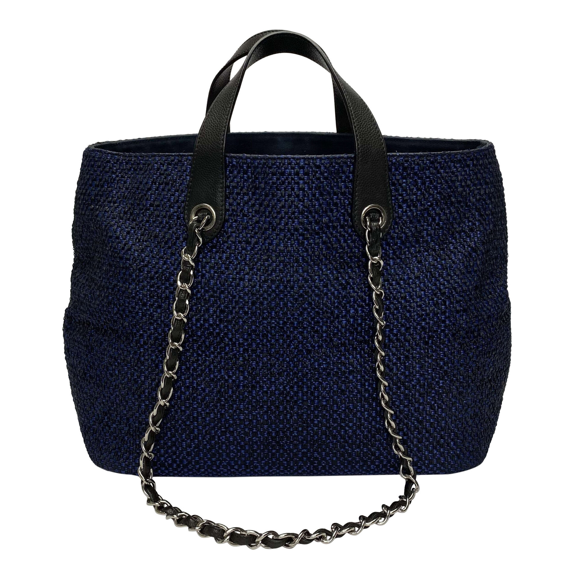 Bolsa Chanel Ráfia Azul