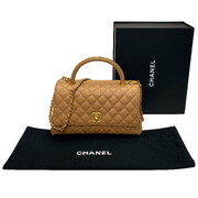 Bolsa Chanel Handle Bag Flap Média Caramelo