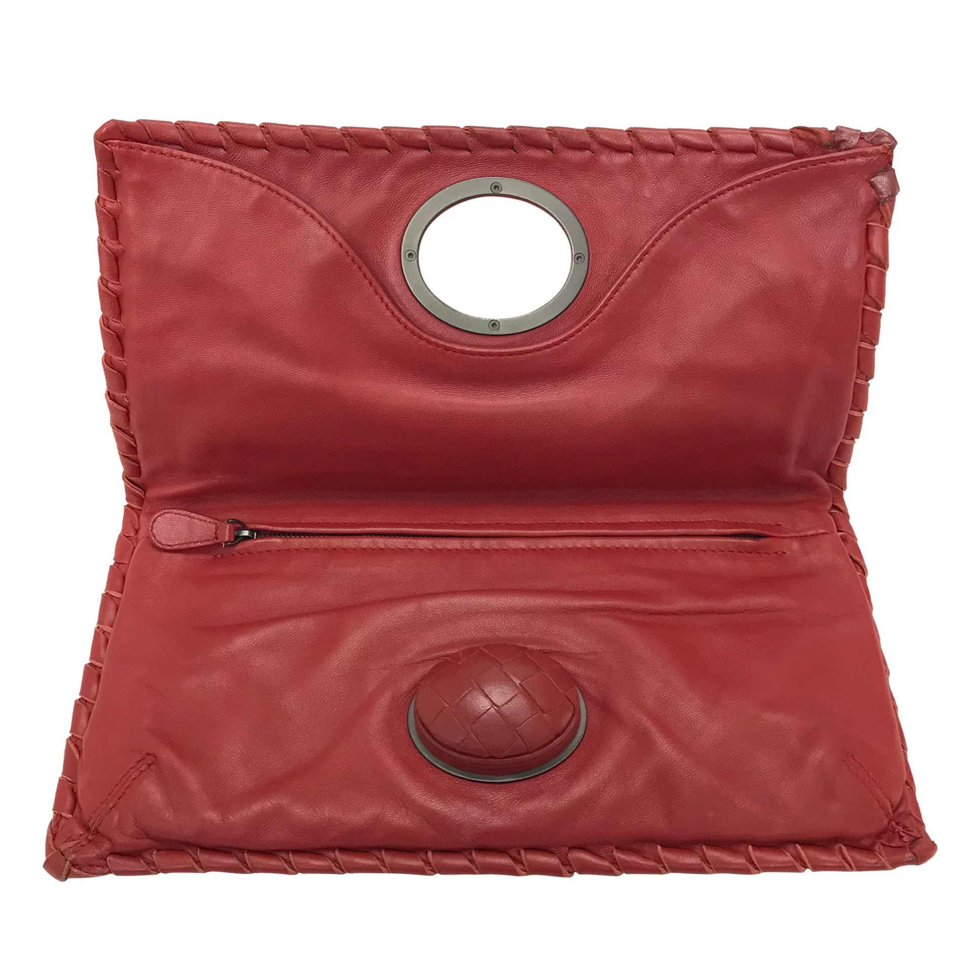 Clutch Bottega Veneta Couro Vermelha