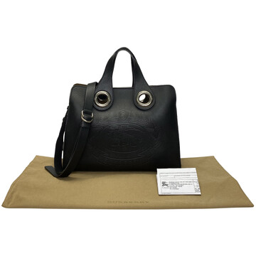 Bolsa Burberry Crest Grommet Preta