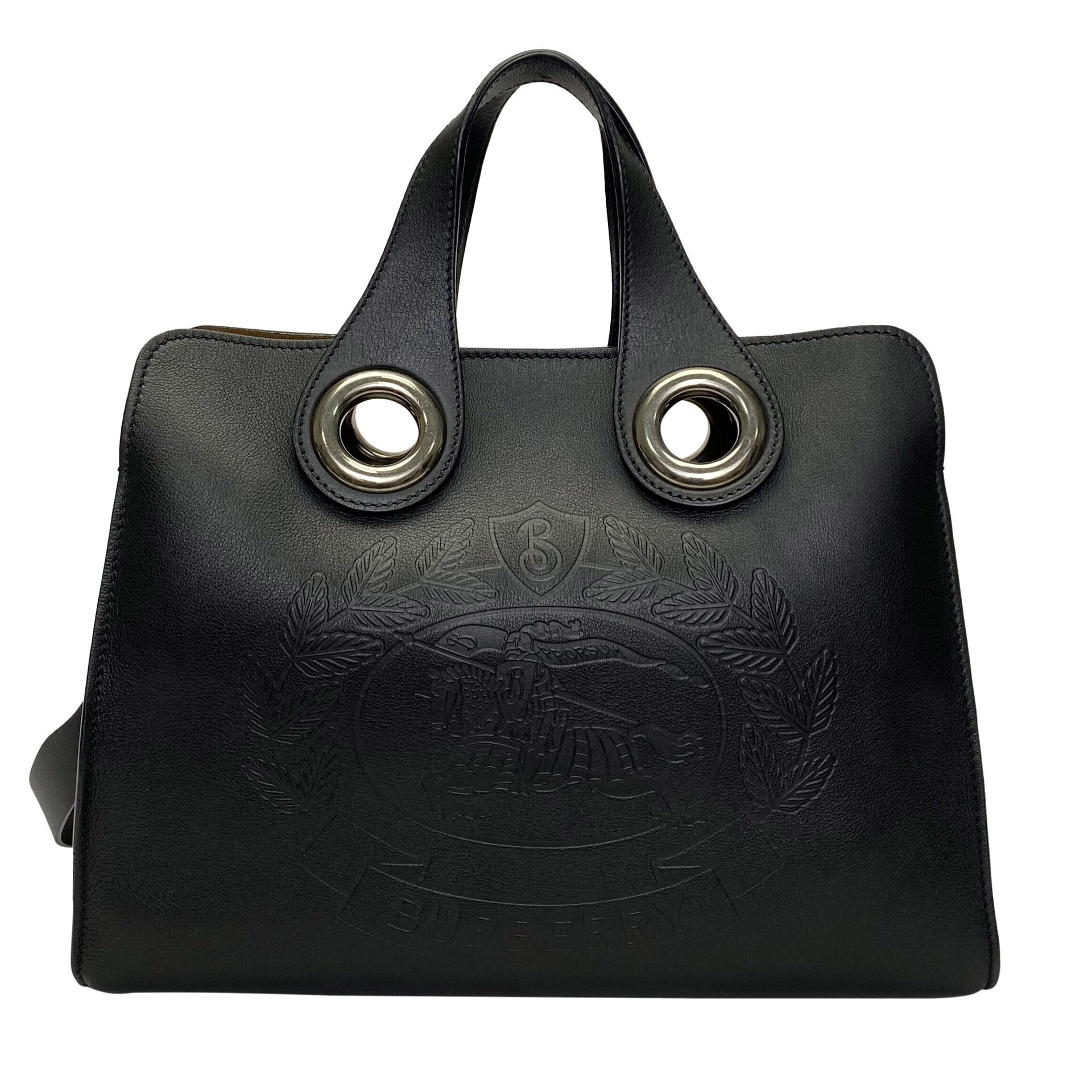 Bolsa Burberry Crest Grommet Preta