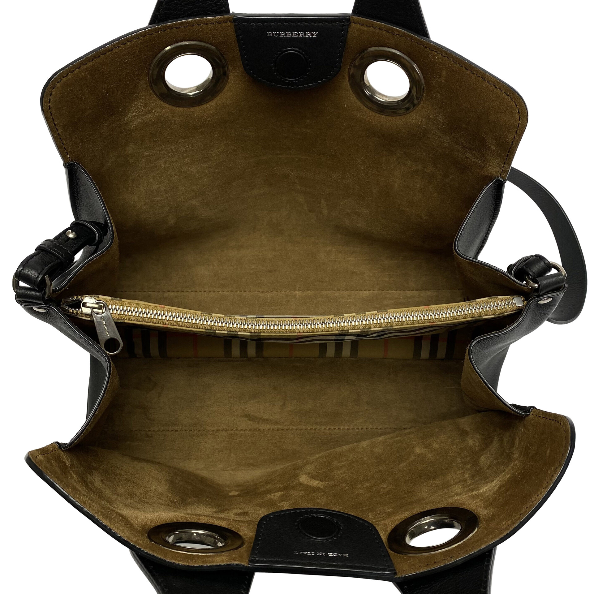 Bolsa Burberry Crest Grommet Preta