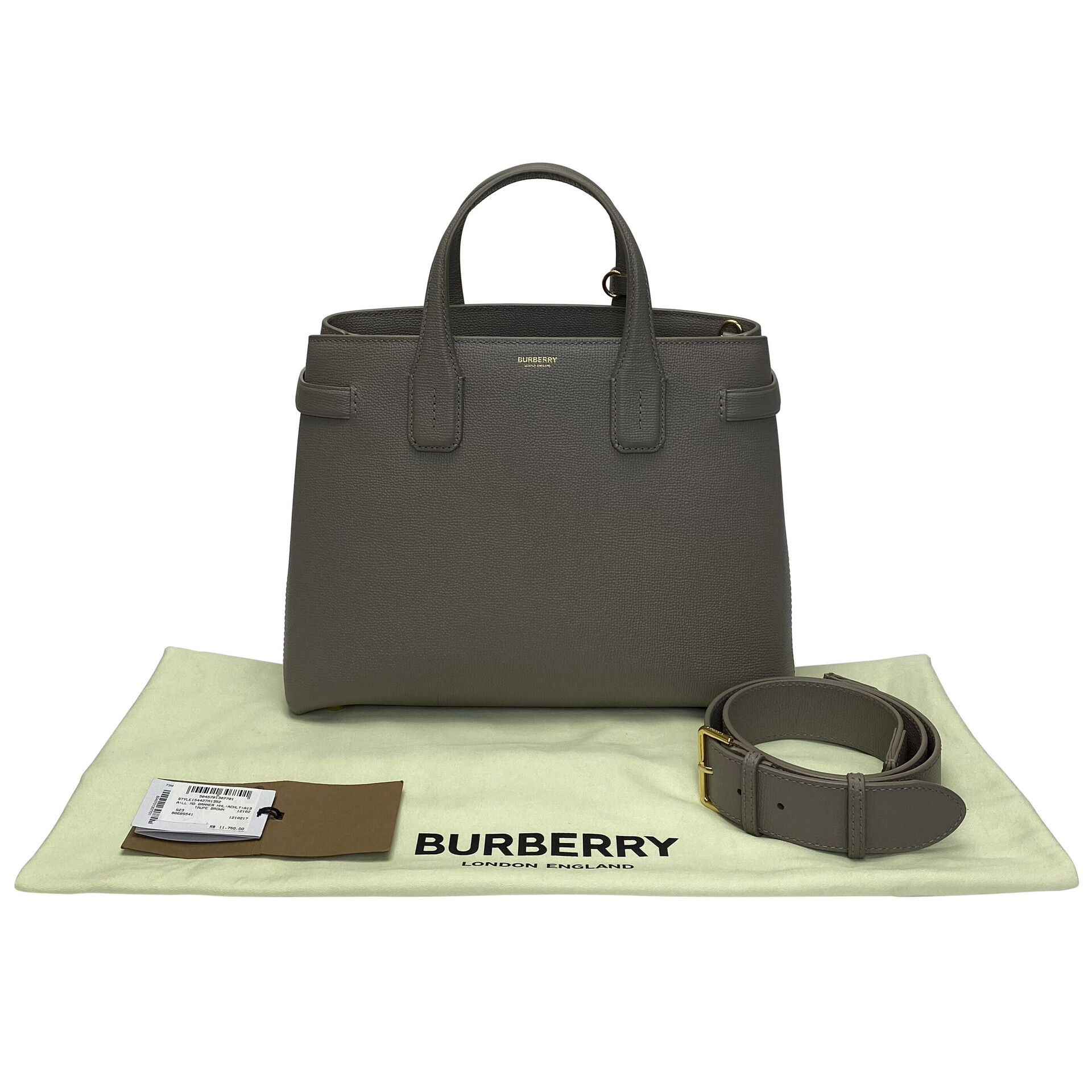 Bolsa Burberry Banner Couro Cinza