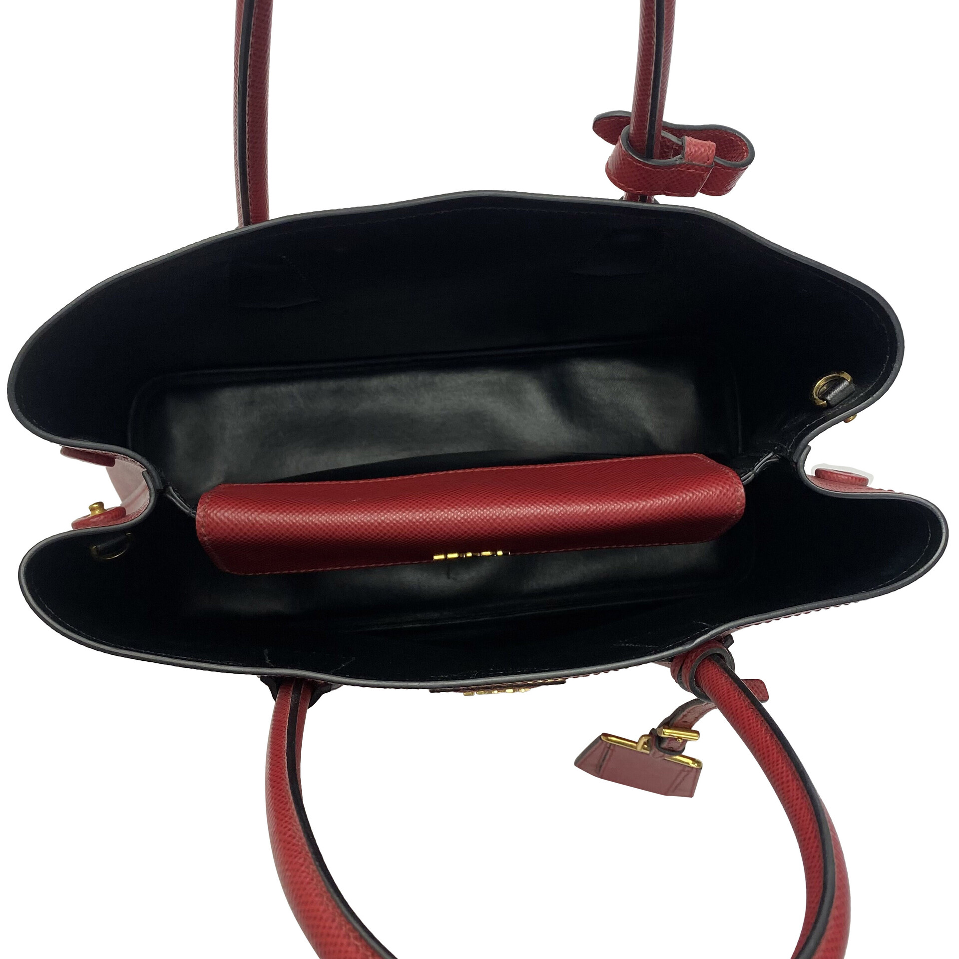 Bolsa Prada Double Couro Saffiano Vermelha