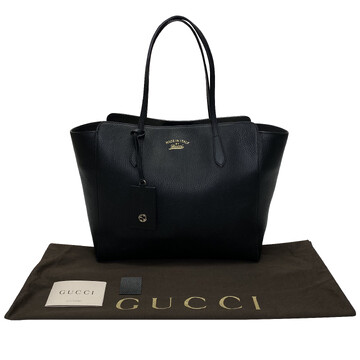 Bolsa Gucci Swing Tote Couro Preto