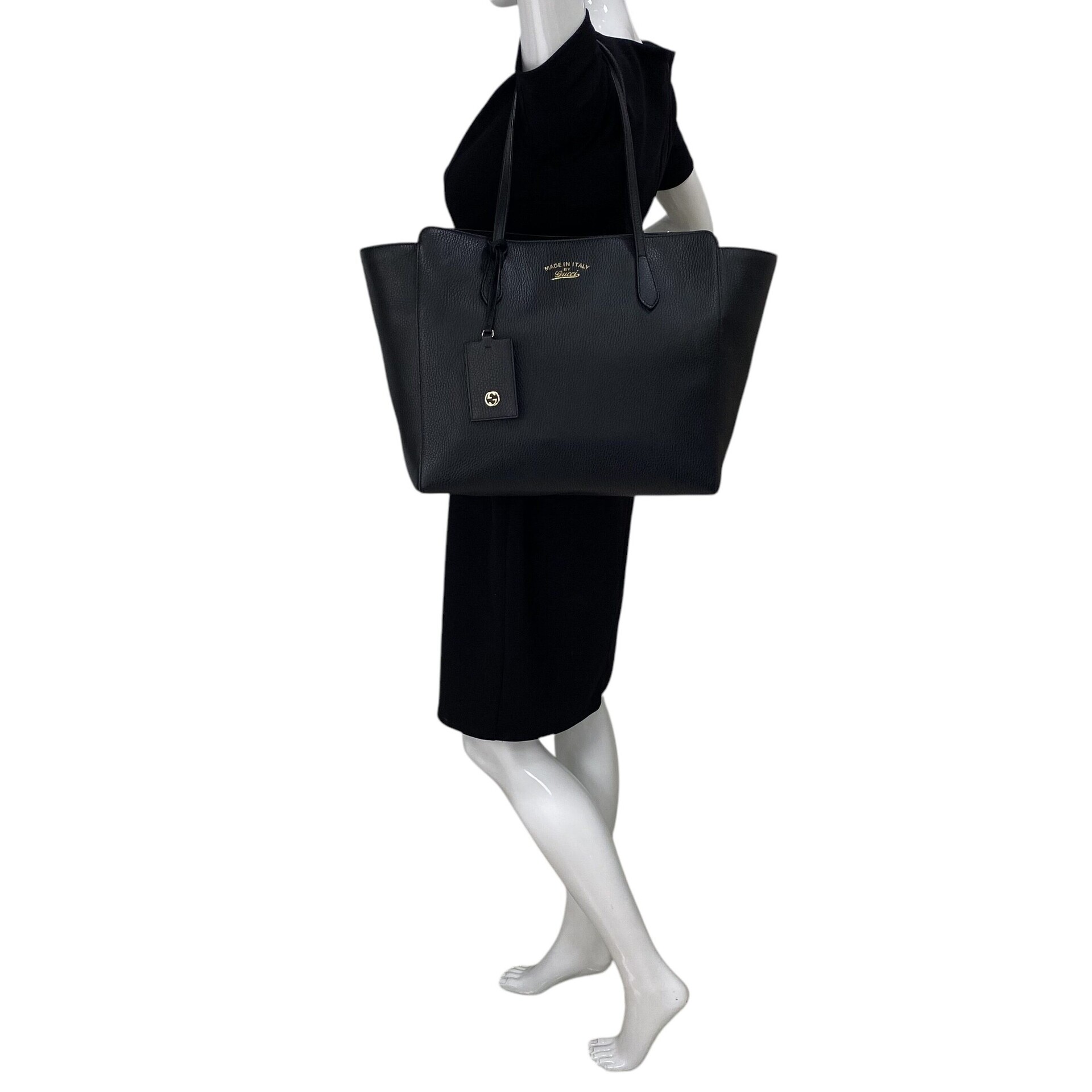 Bolsa Gucci Swing Tote Couro Preto