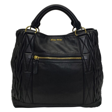Bolsa Miu Miu Tote Bag Couro Preto