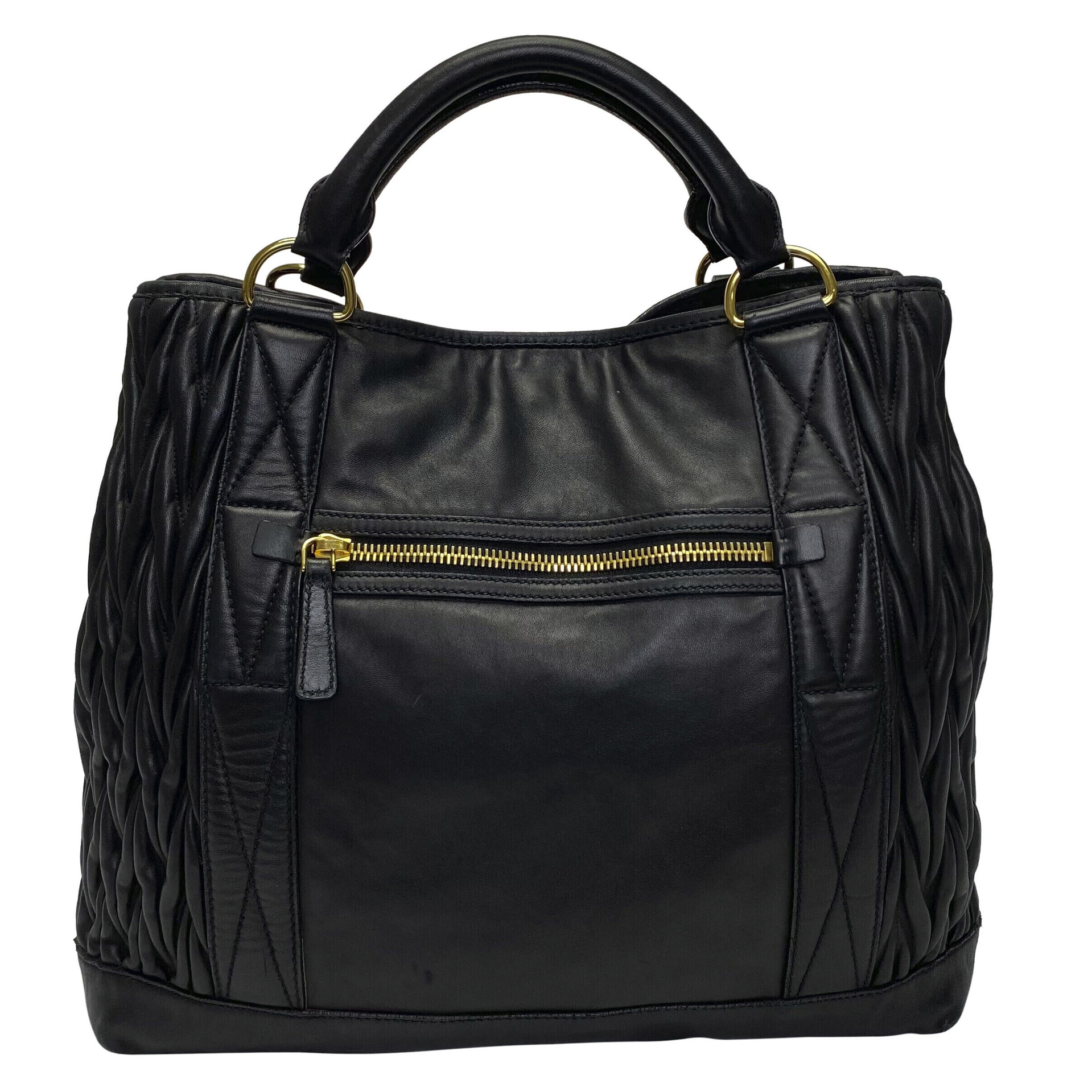 Bolsa Miu Miu Tote Bag Couro Preto