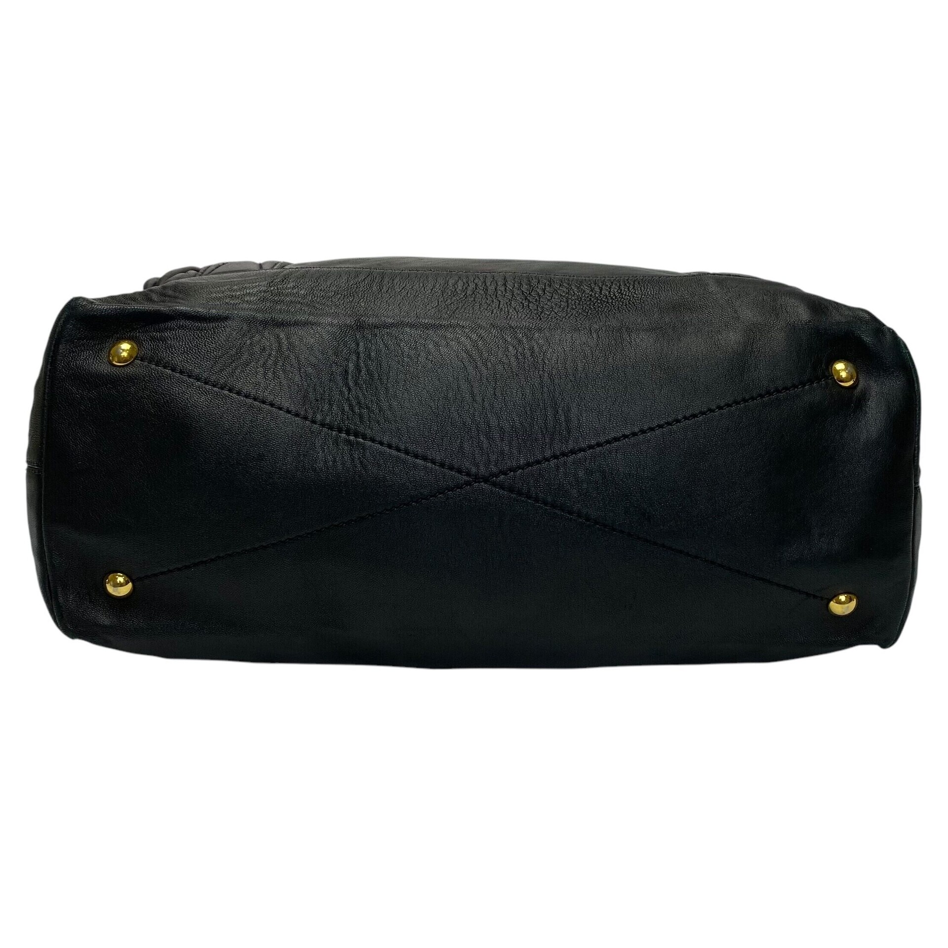 Bolsa Miu Miu Tote Bag Couro Preto
