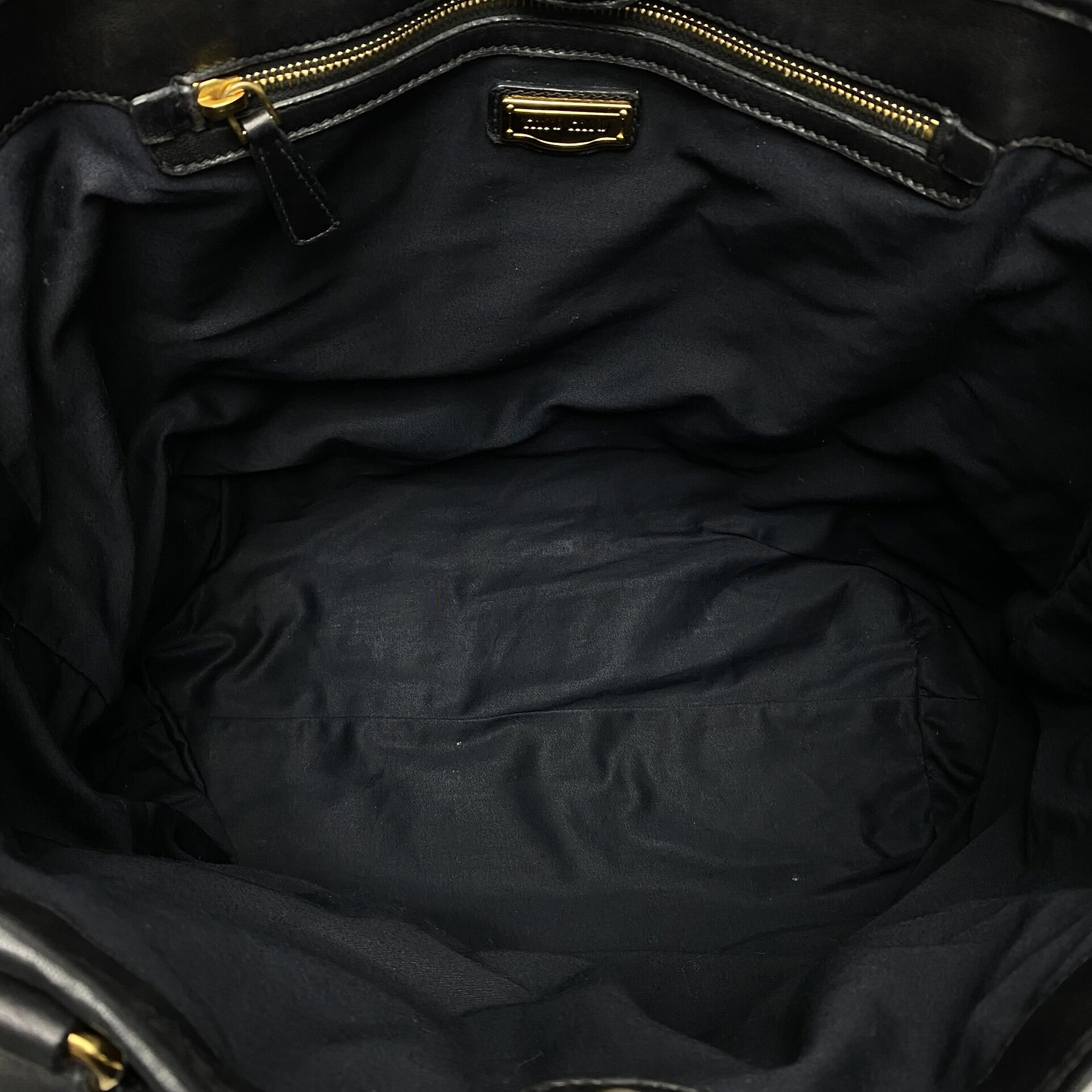Bolsa Miu Miu Tote Bag Couro Preto