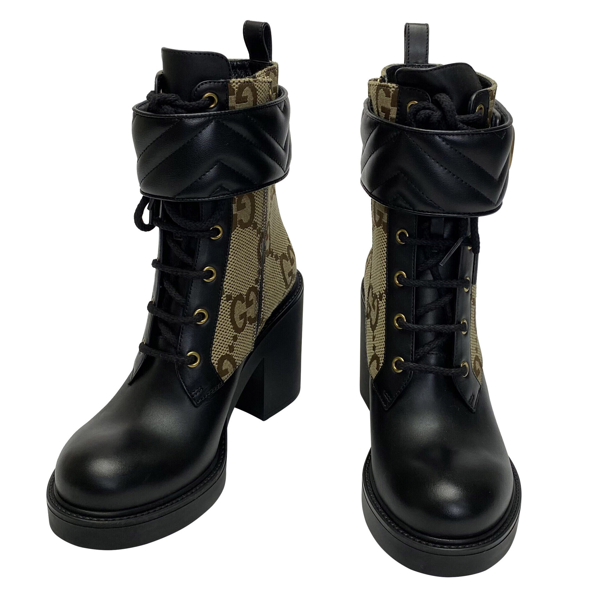 Bota Gucci Preta e Monograma