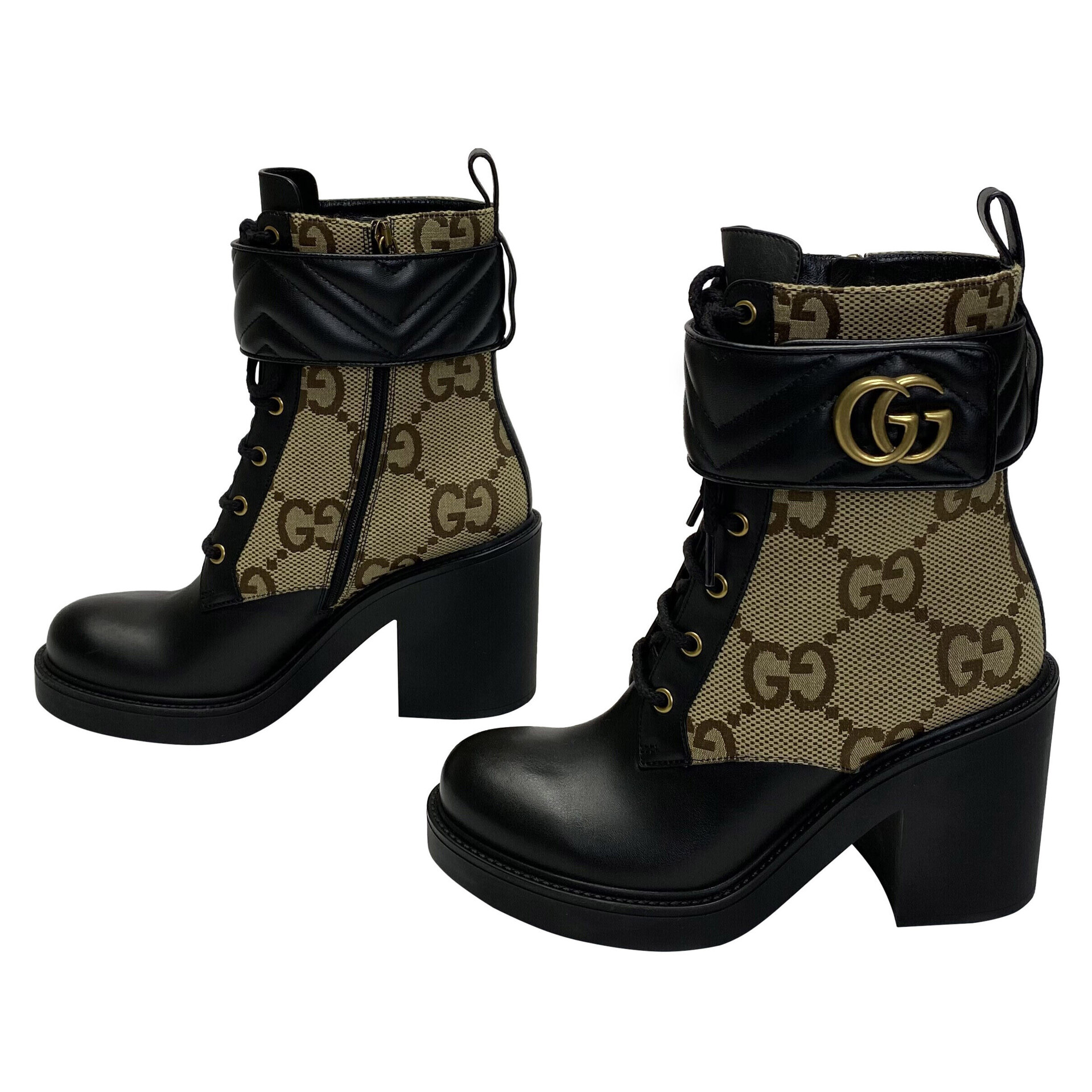 Bota Gucci Preta e Monograma