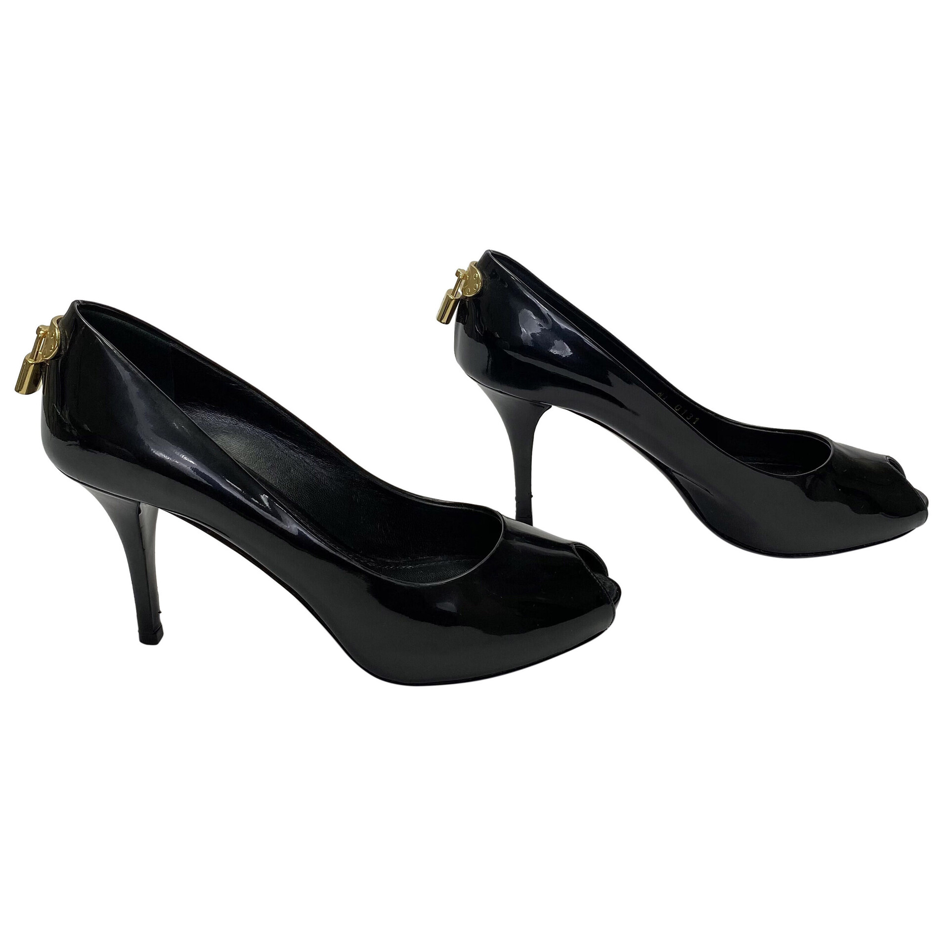 Peep Toe Louis Vuitton Verniz Preto