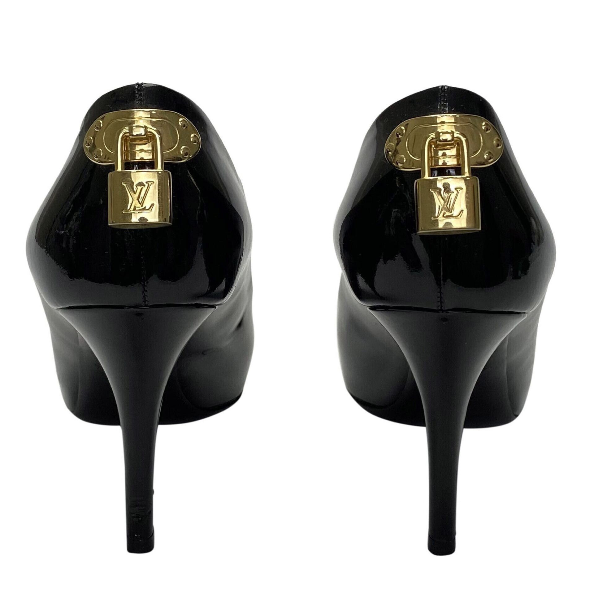 Peep Toe Louis Vuitton Verniz Preto