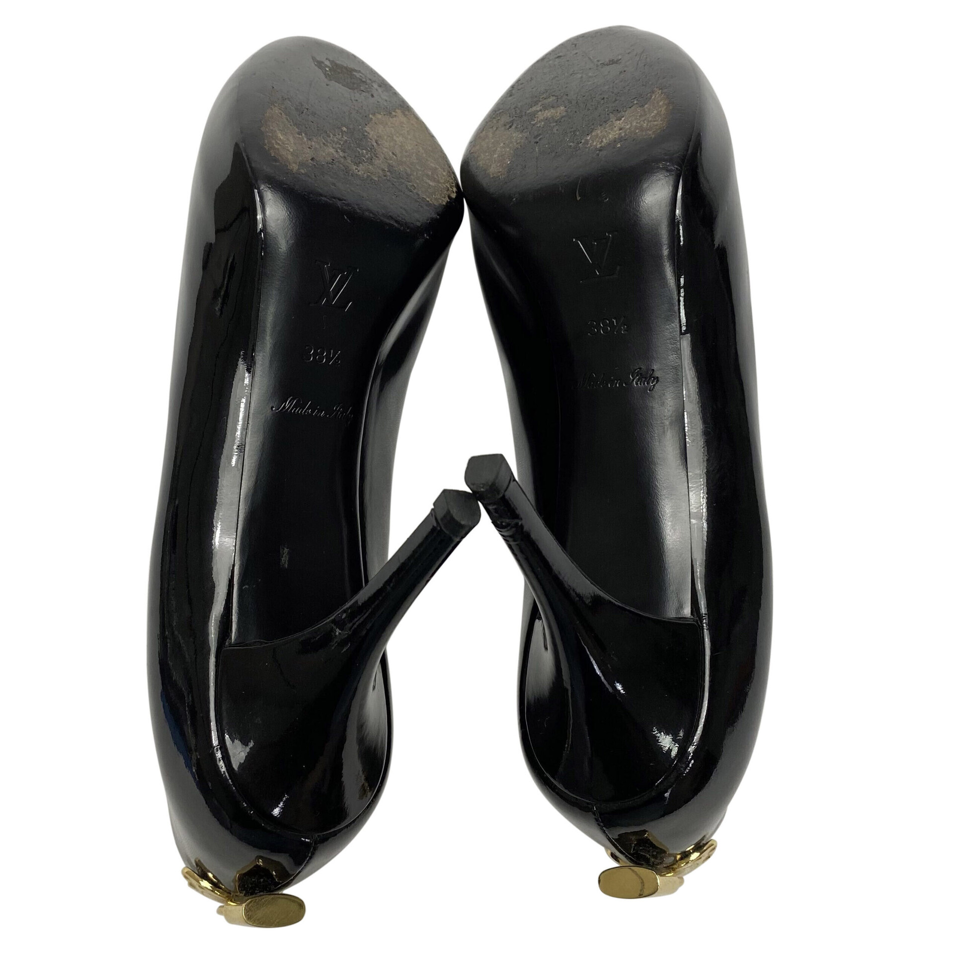 Peep Toe Louis Vuitton Verniz Preto