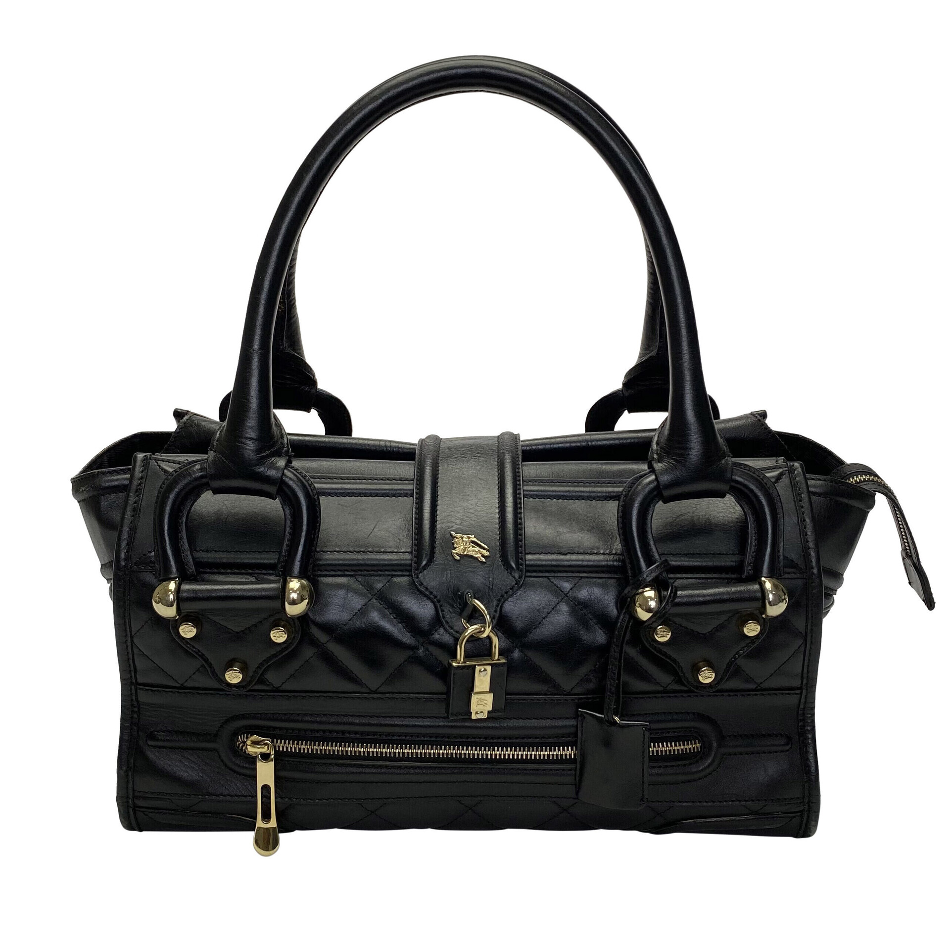 Bolsa Burberry Manor Couro Preto