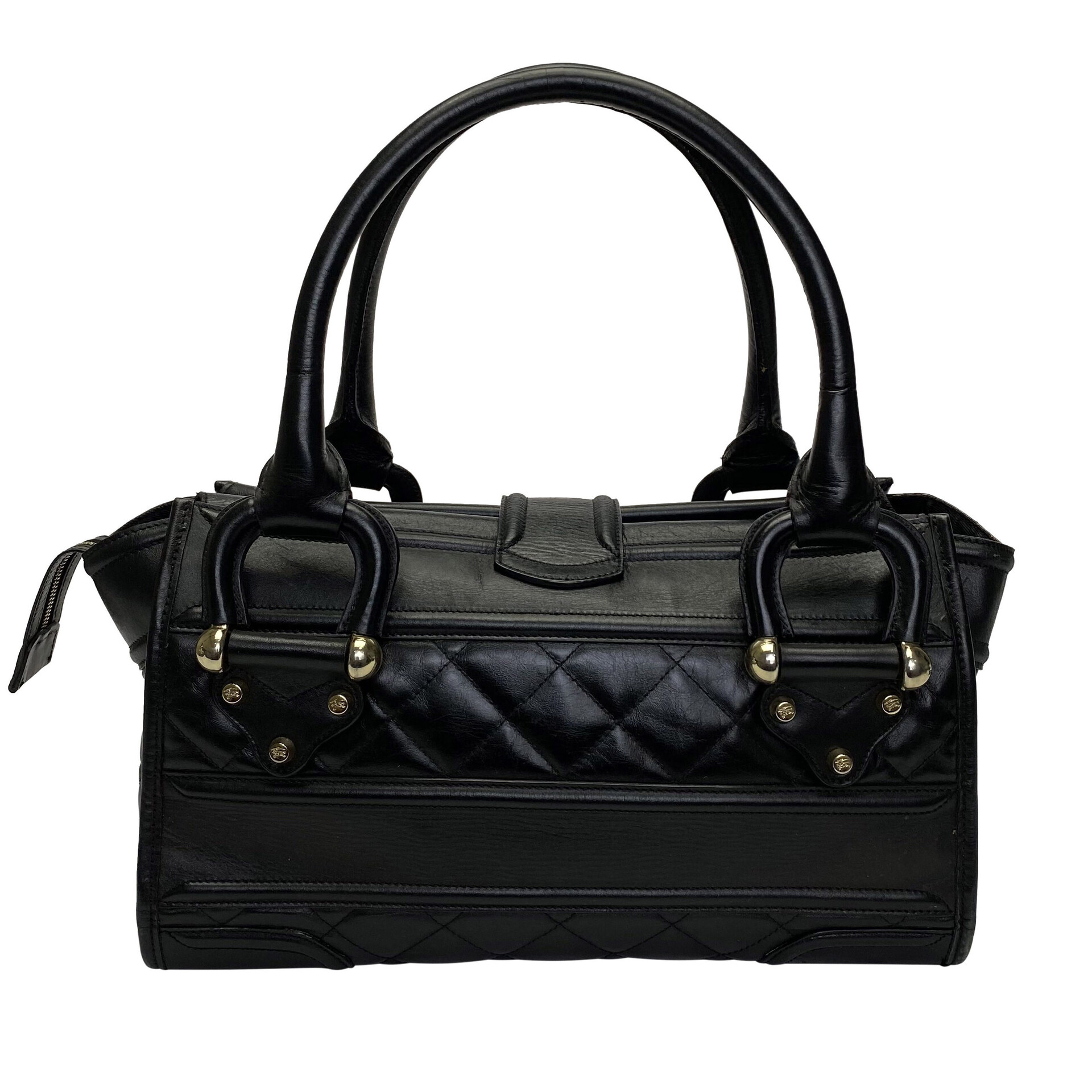 Bolsa Burberry Manor Couro Preto