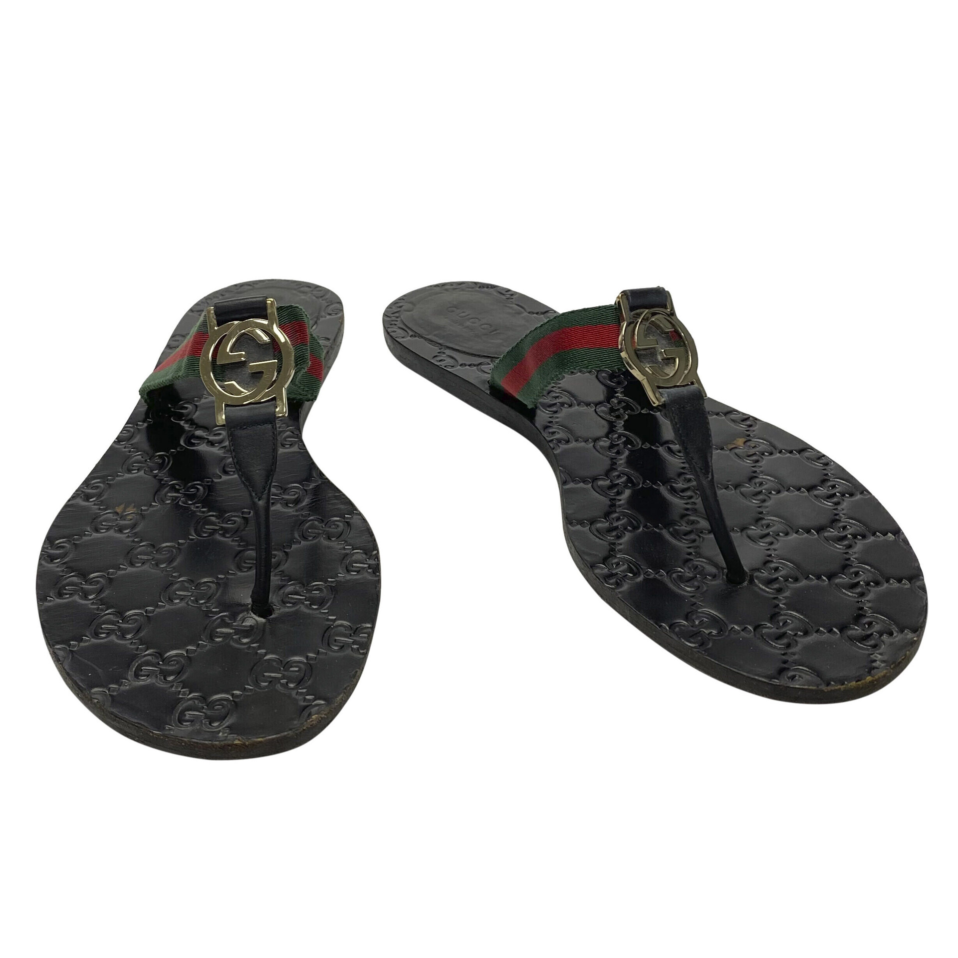 Chinelo Gucci Rasteira GG Thong Web Preta
