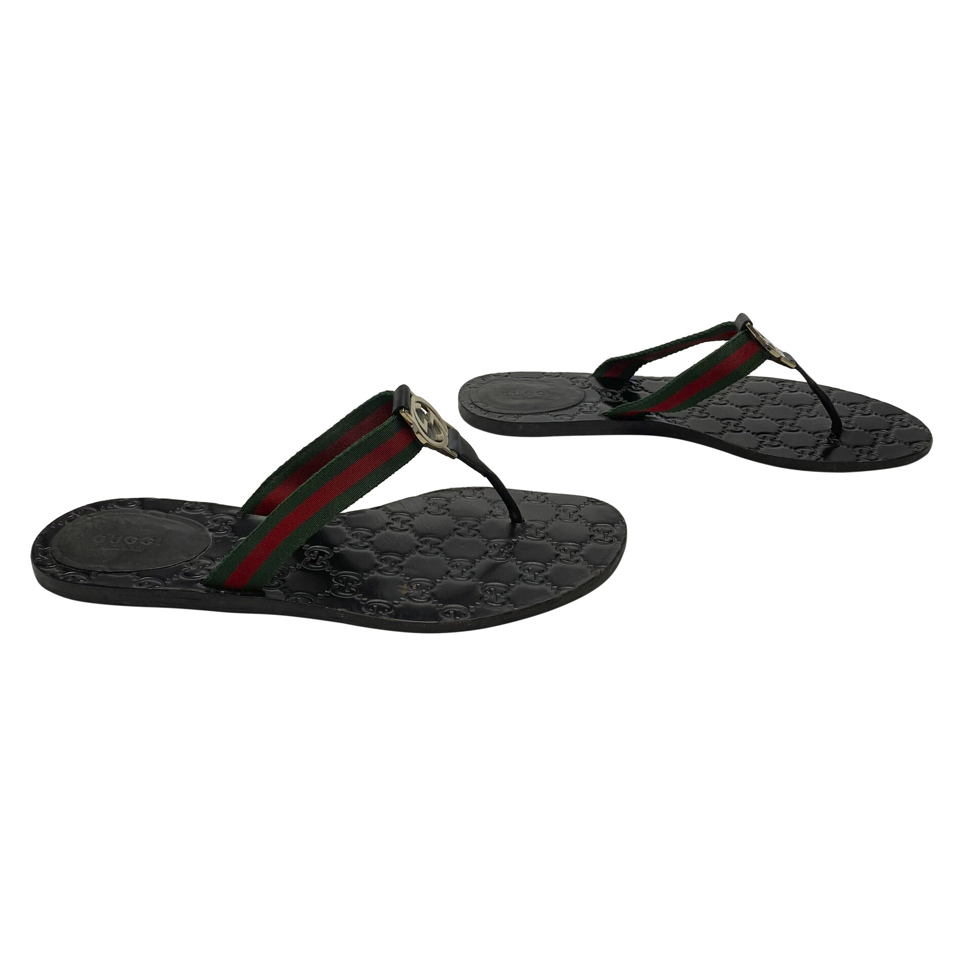 Chinelo Gucci Rasteira GG Thong Web Preta