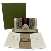 Carteira Gucci Monograma e Faixa Web