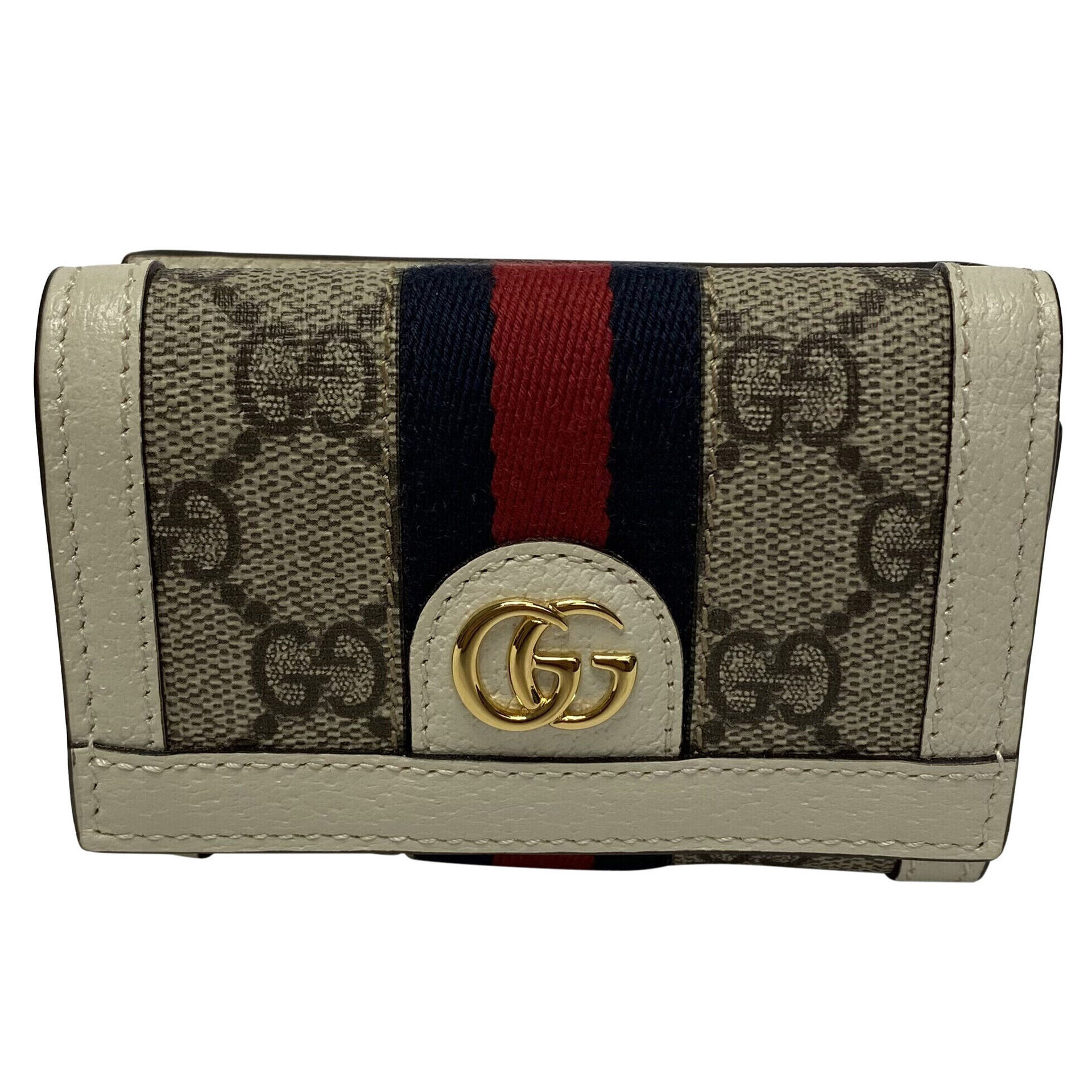 Carteira Gucci Monograma e Faixa Web