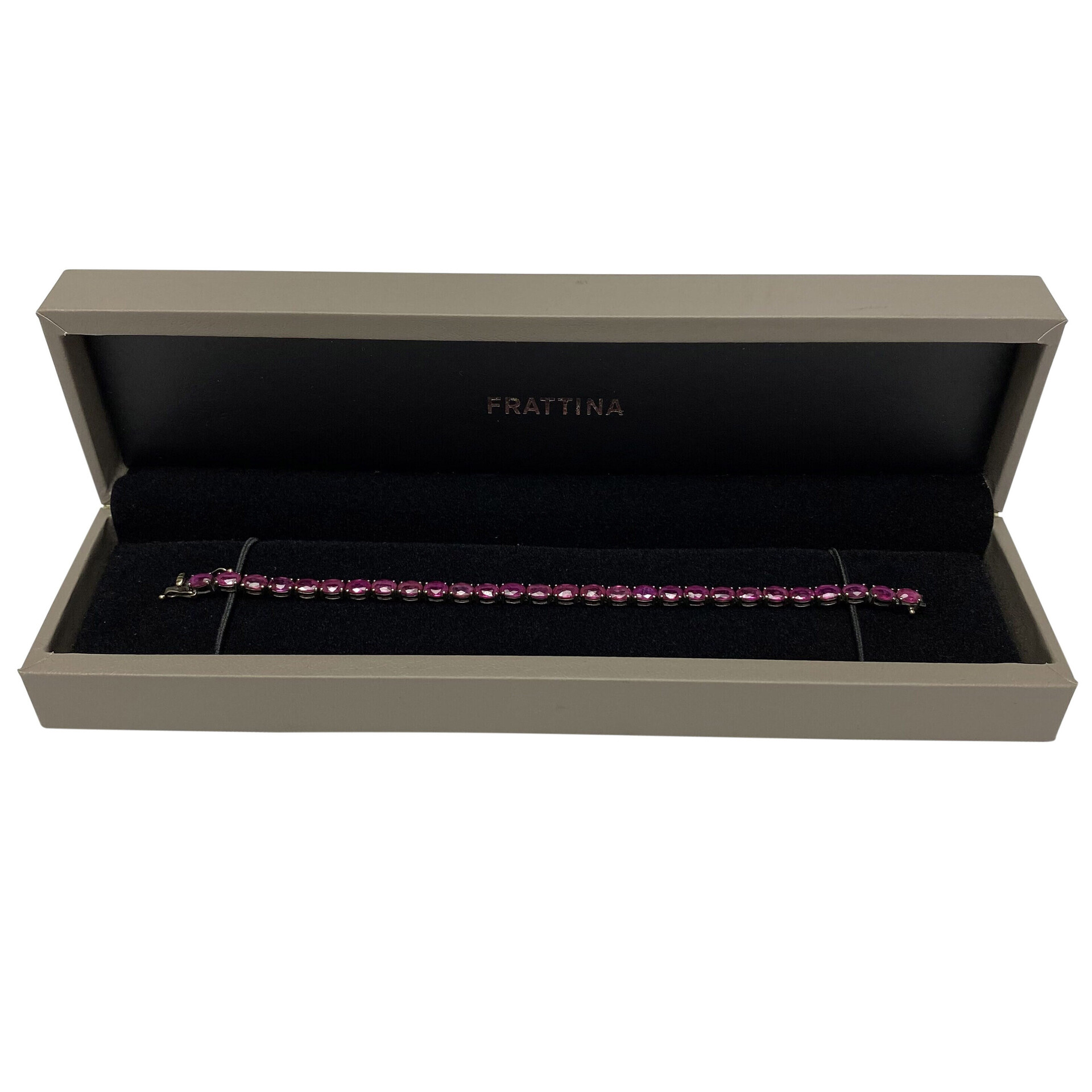 Pulseira Frattina Tennis Ouro Branco e Rubis