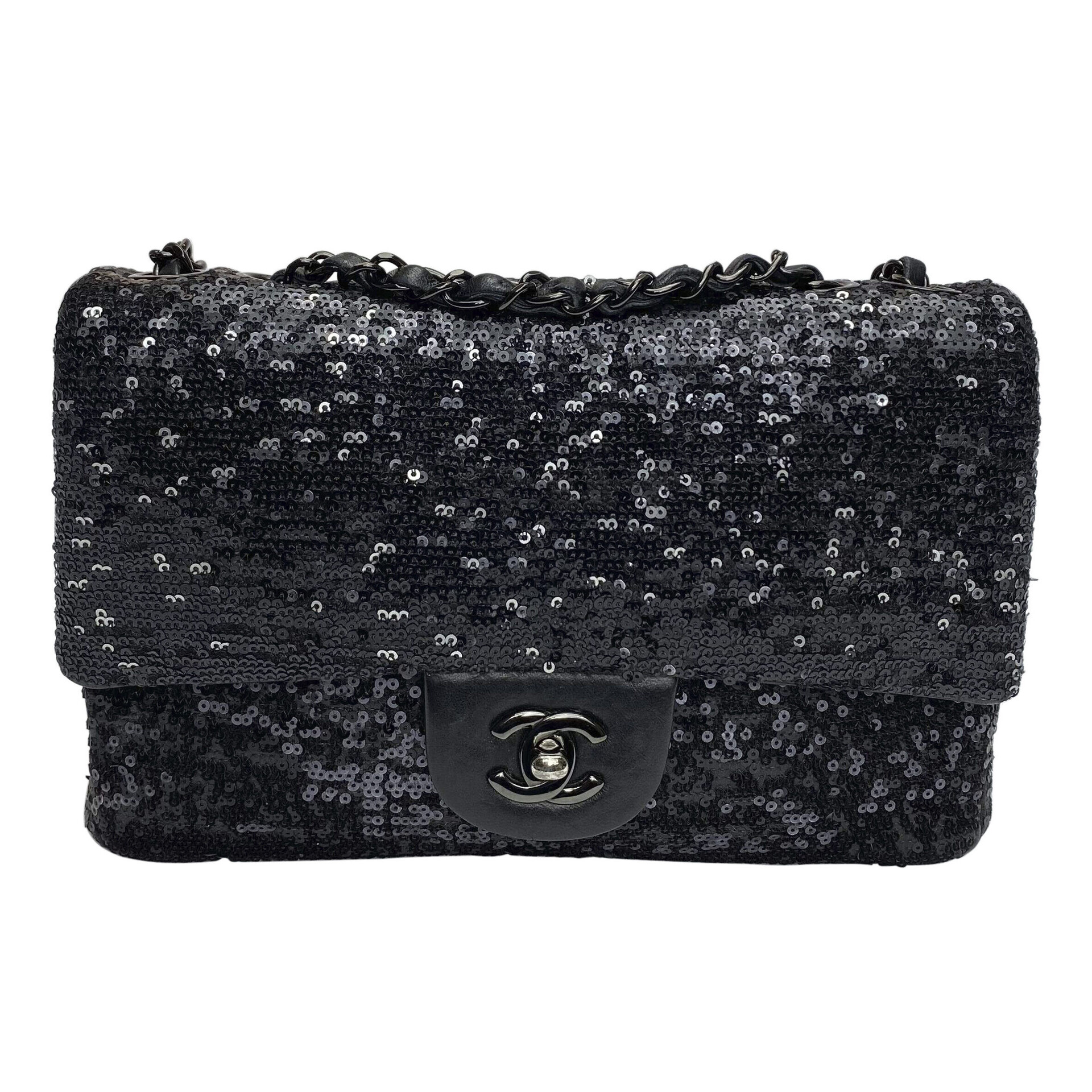 Bolsa Chanel Paetês Preta