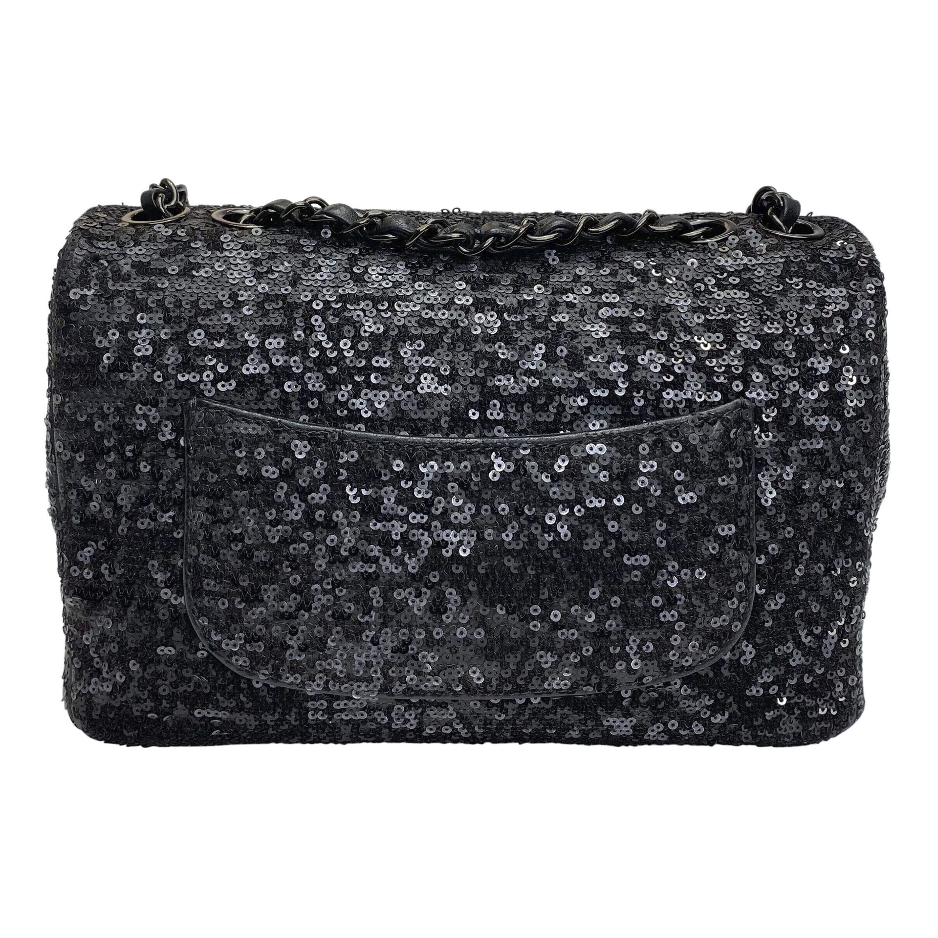 Bolsa Chanel Paetês Preta