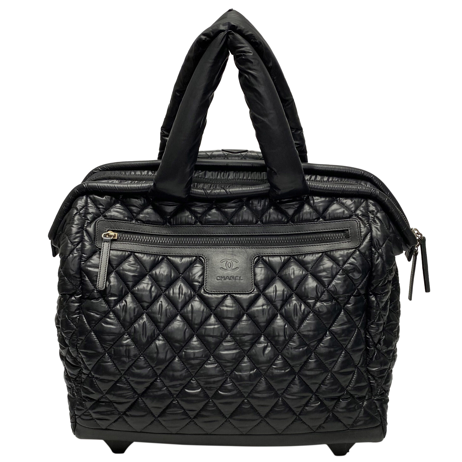 Mala Chanel Nylon Coco Cocoon Rolling Trolley Preto