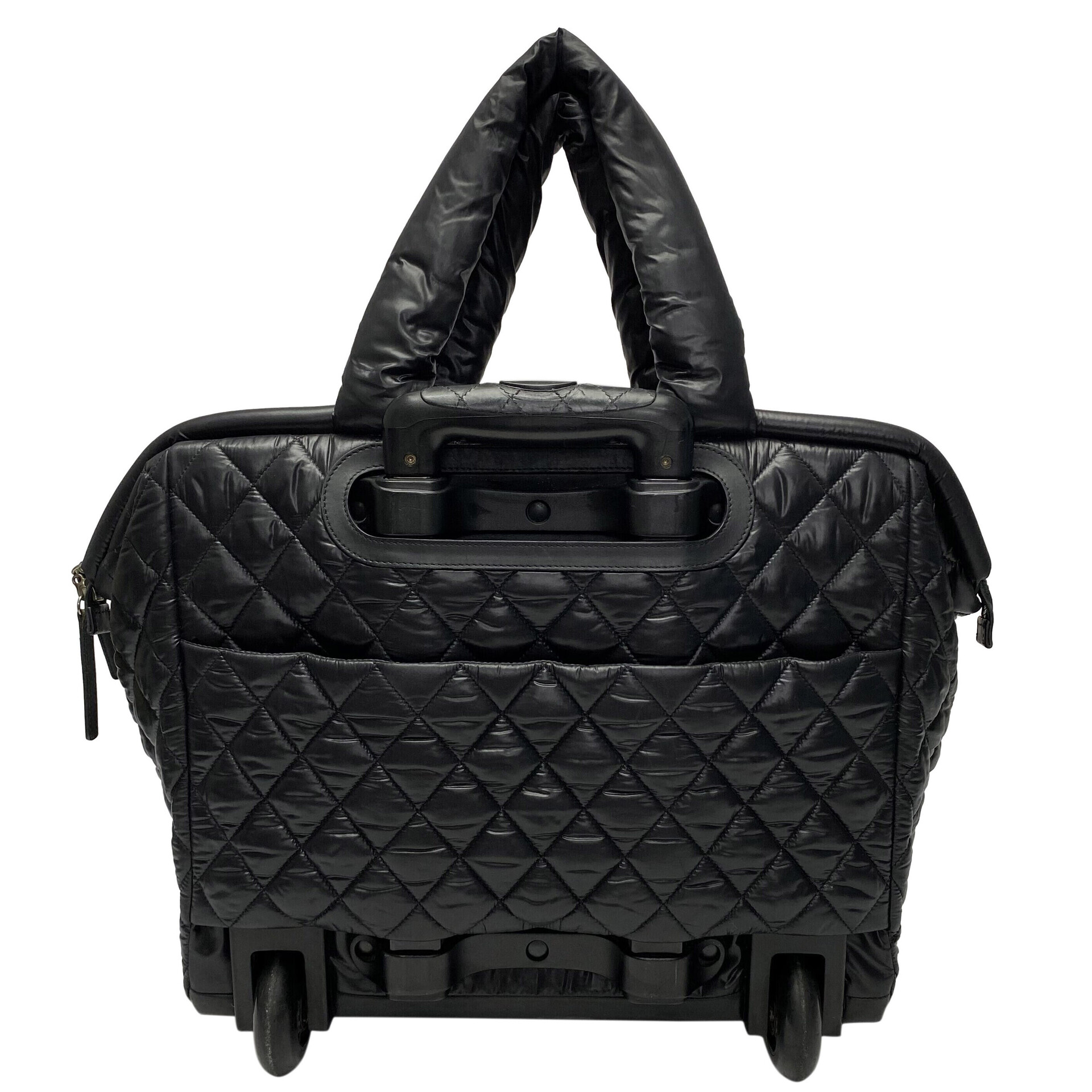 Mala Chanel Nylon Coco Cocoon Rolling Trolley Preto