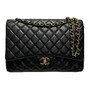Bolsa Chanel Clássica Double Flap Maxi Couro Preta