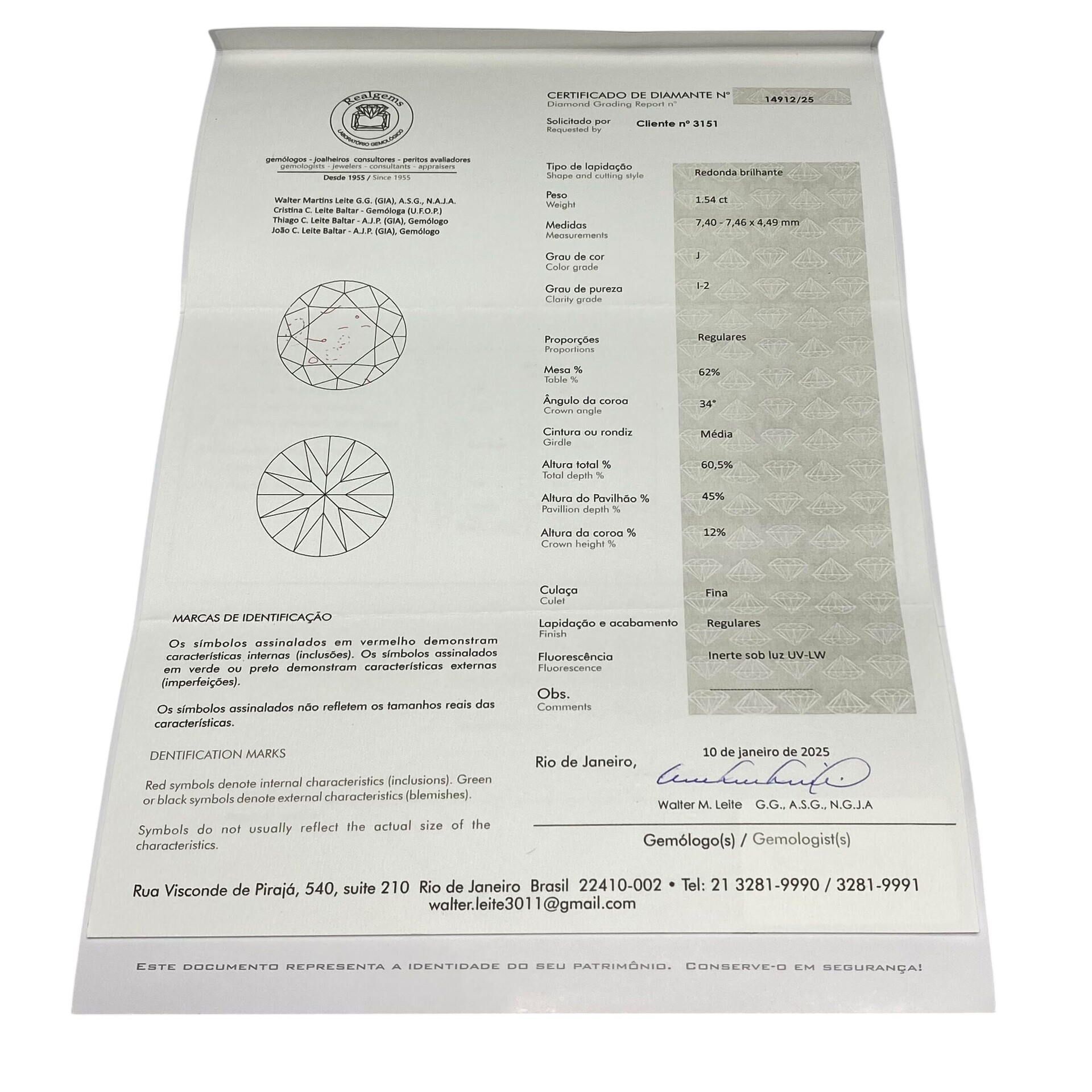Par de Brincos Solitários - 3.09 ct.