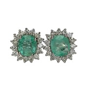 Par de Brincos Esmeralda com Diamantes